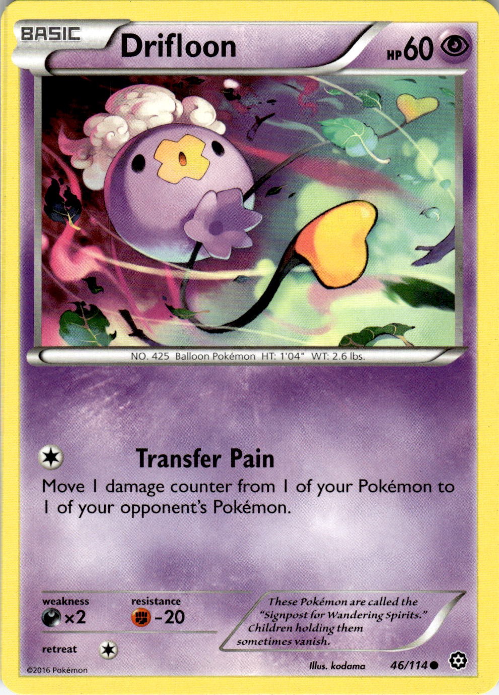 Drifloon 46/114 Common Steam Siege Pokemon Near Mint