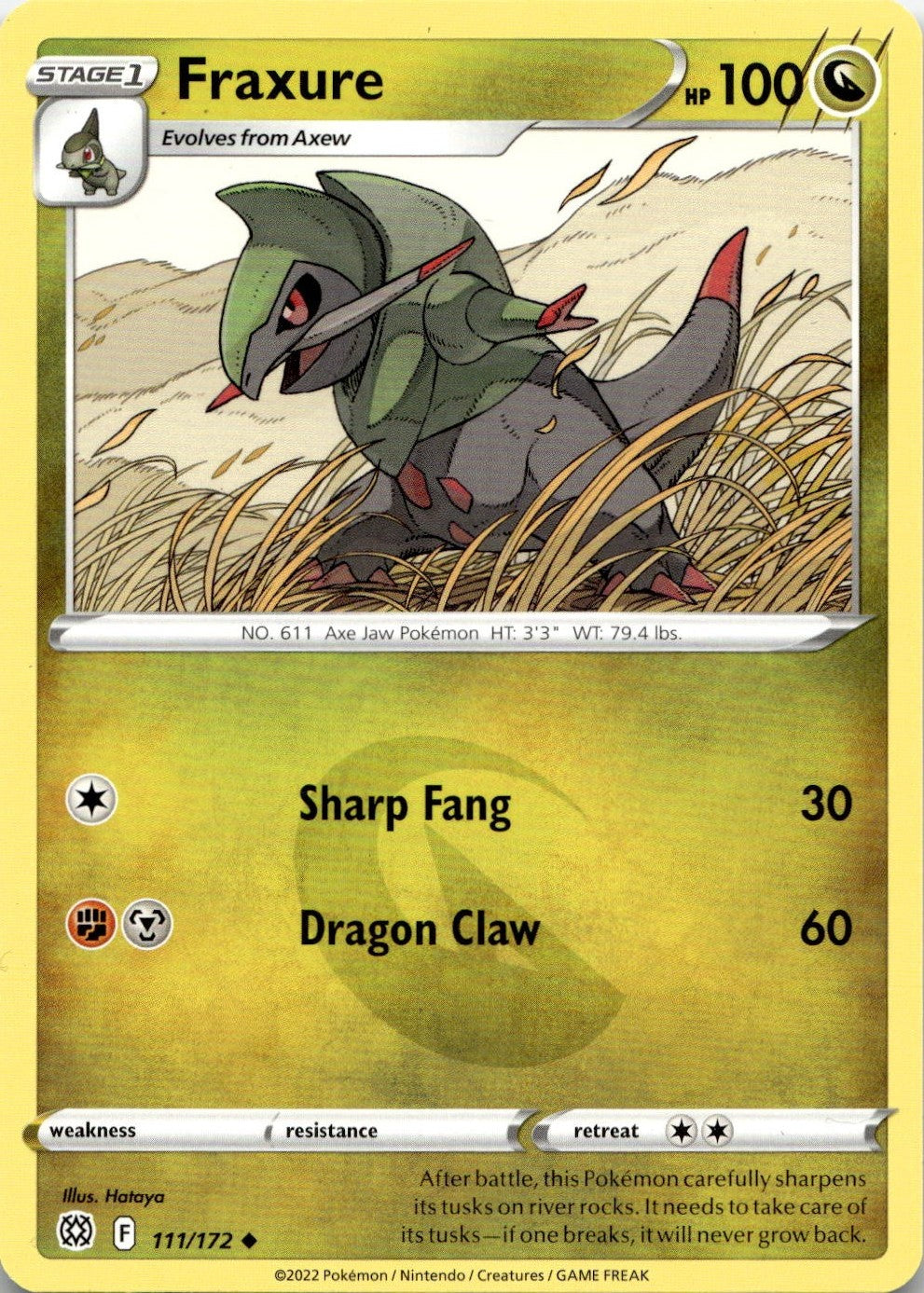 Fraxure 111/172 Uncommon Brilliant Stars Pokemon Near Mint