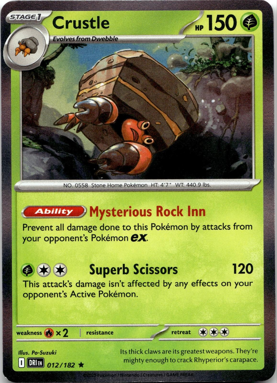 Crustle 012/182 Rare Destined Rivals Pokemon Holo Near Mint