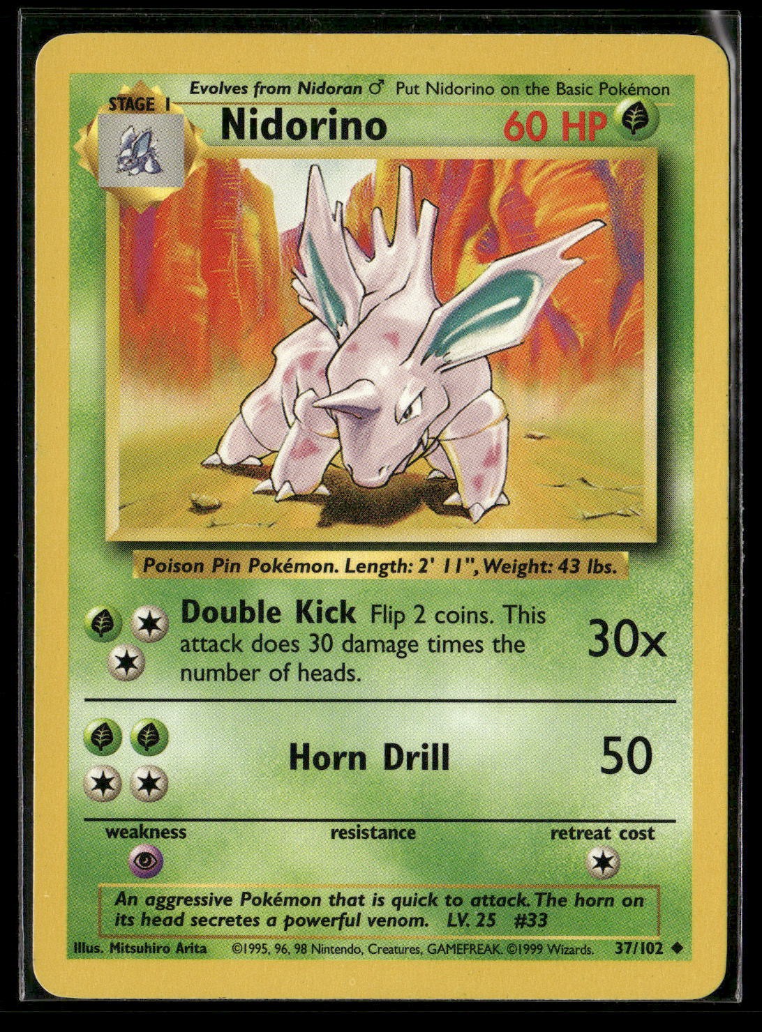 Nidorino Uncommon Base Set 037/102 NM