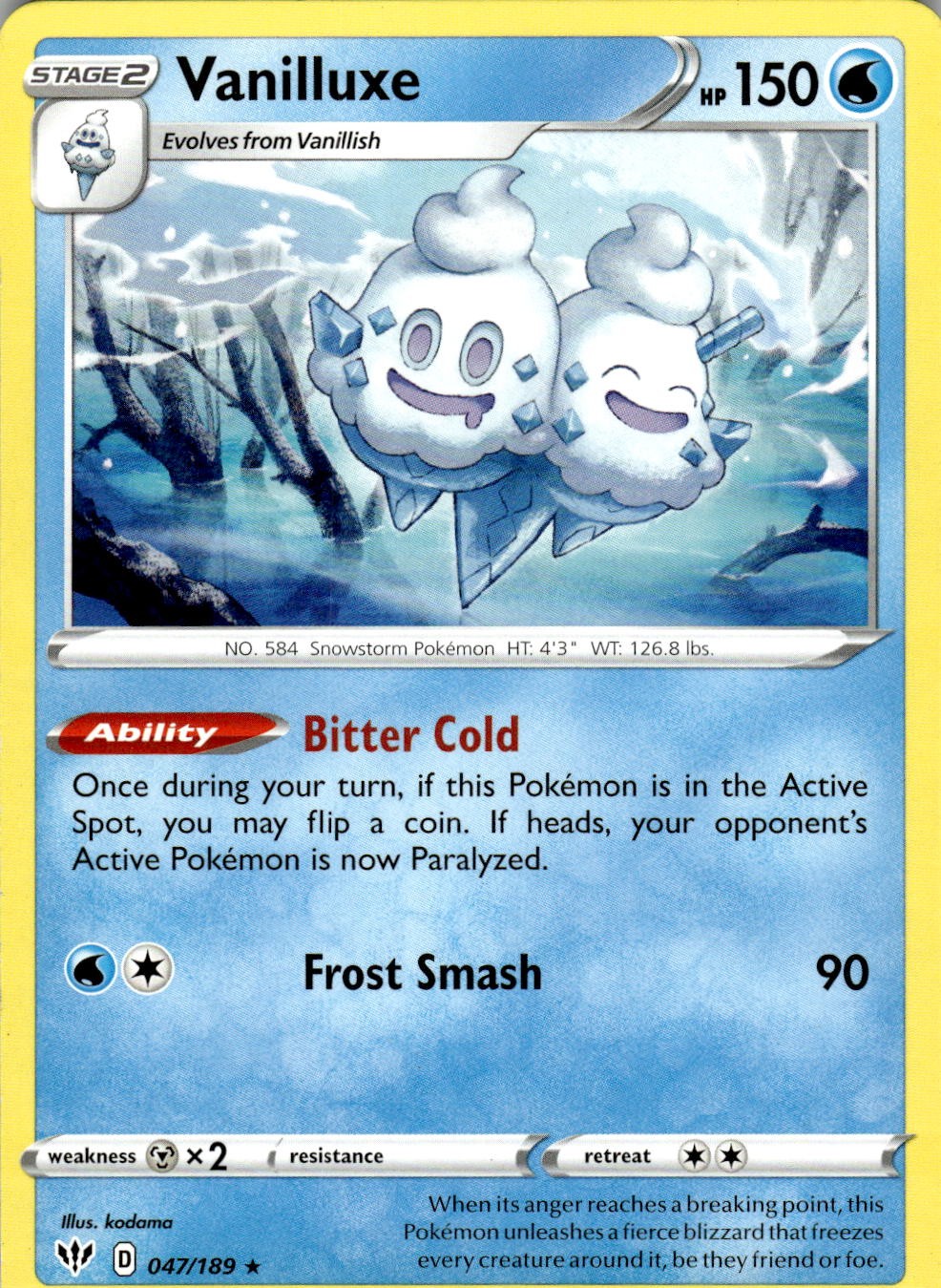 Vanilluxe 047/189 Rare Darkness Ablaze Pokemon Near Mint