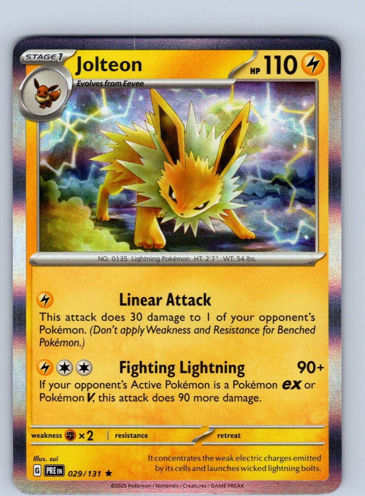 Jolteon 029/131 Holo Rare Prismatic Evolutions Pokemon Near Mint