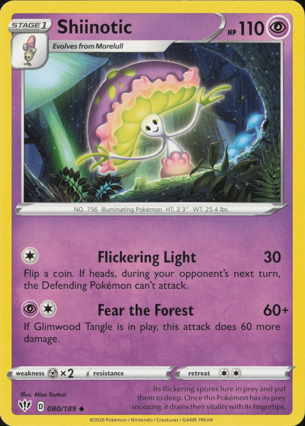 Shiinotic Uncommon SWSH03: Darkness Ablaze 080/189 NM