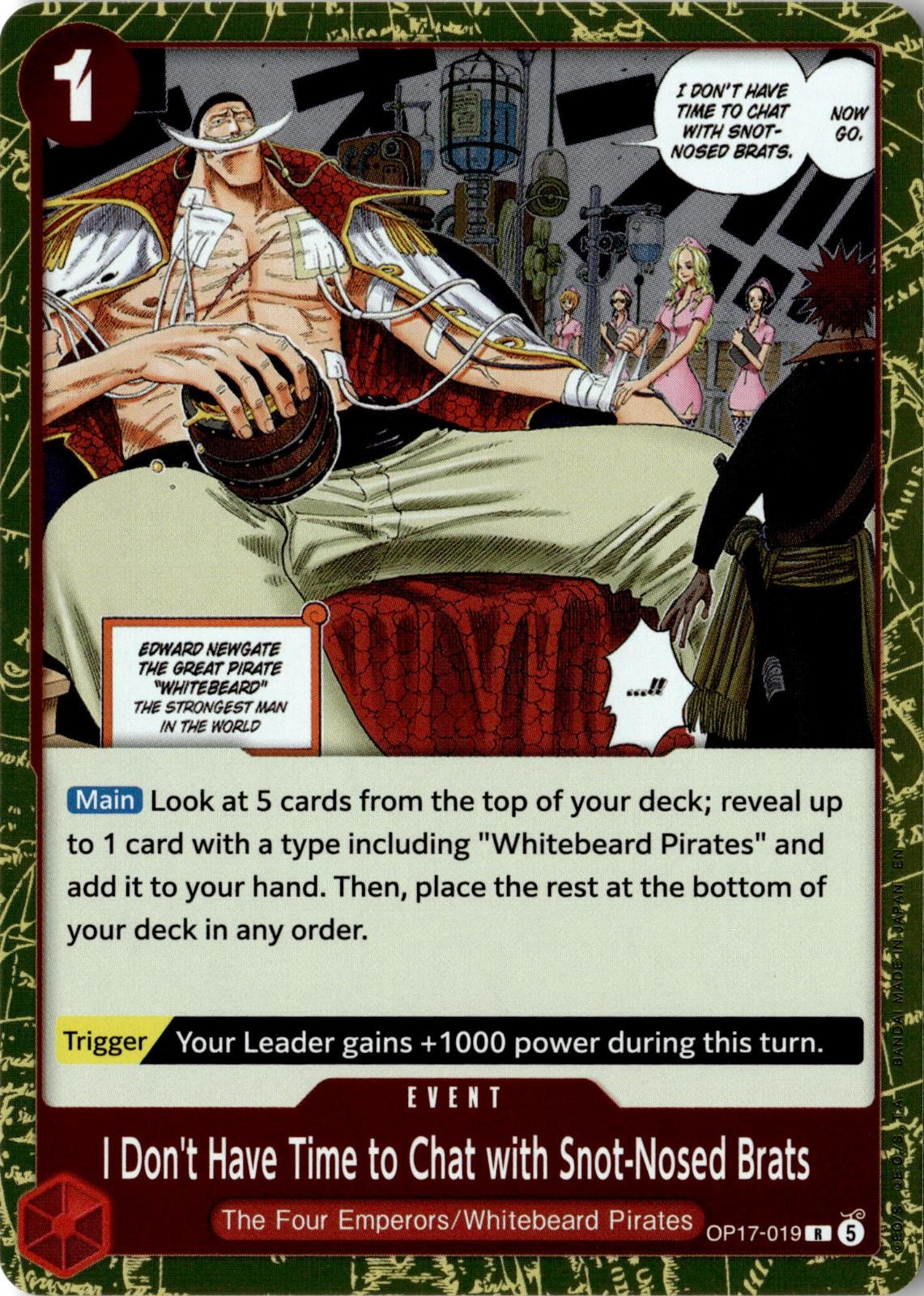 ONE PIECE I DON'T HAVE TIME TO CHAT WITH SNOT-NOSED BRATS OP17-019 FOIL NM