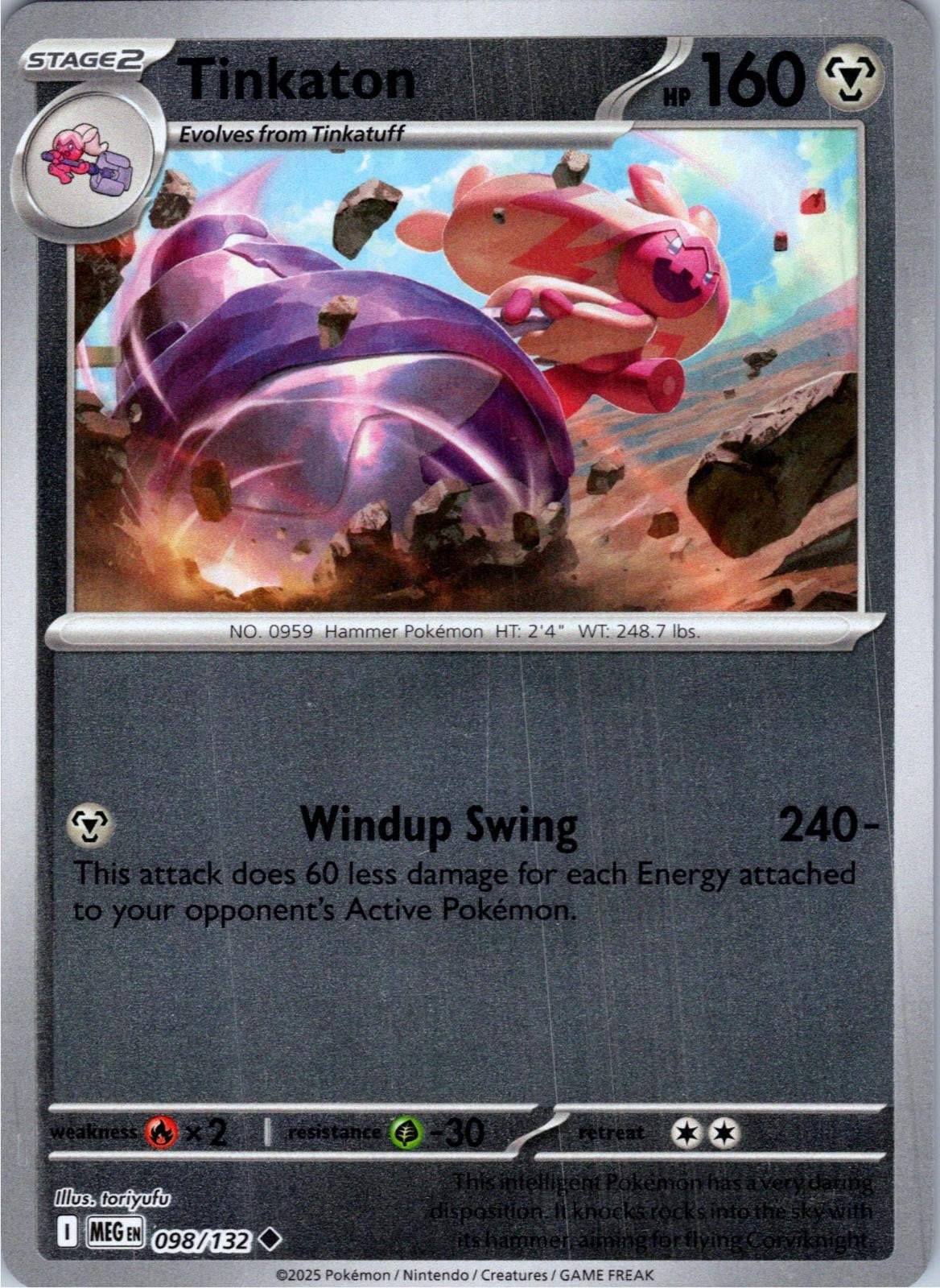 Tinkaton 098/132 Uncommon Mega Evolution Pokemon Lightly Played