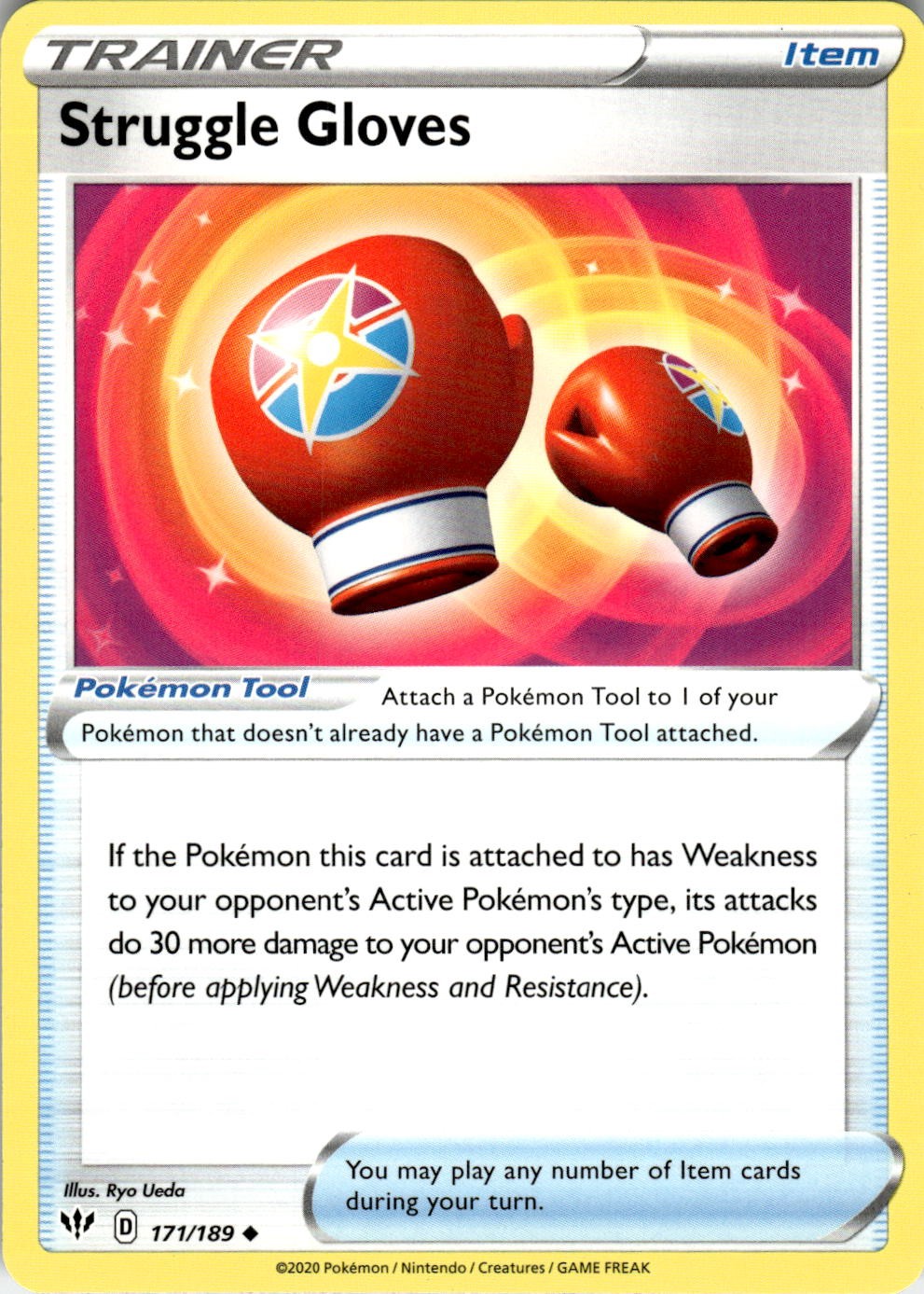 Struggle Gloves 171/189 Uncommon Darkness Ablaze Pokemon Near Mint