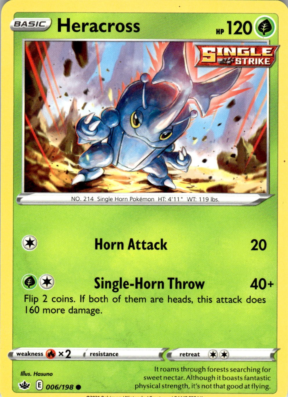 Heracross 006/198 Common Chilling Reign Pokemon Near Mint