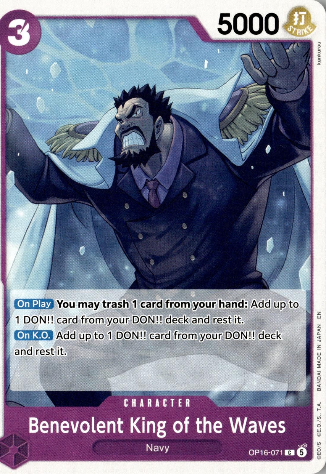 ONE PIECE BENEVOLENT KING OF THE WAVES OP16-071 COMMON THE TIME OF BATTLE NM
