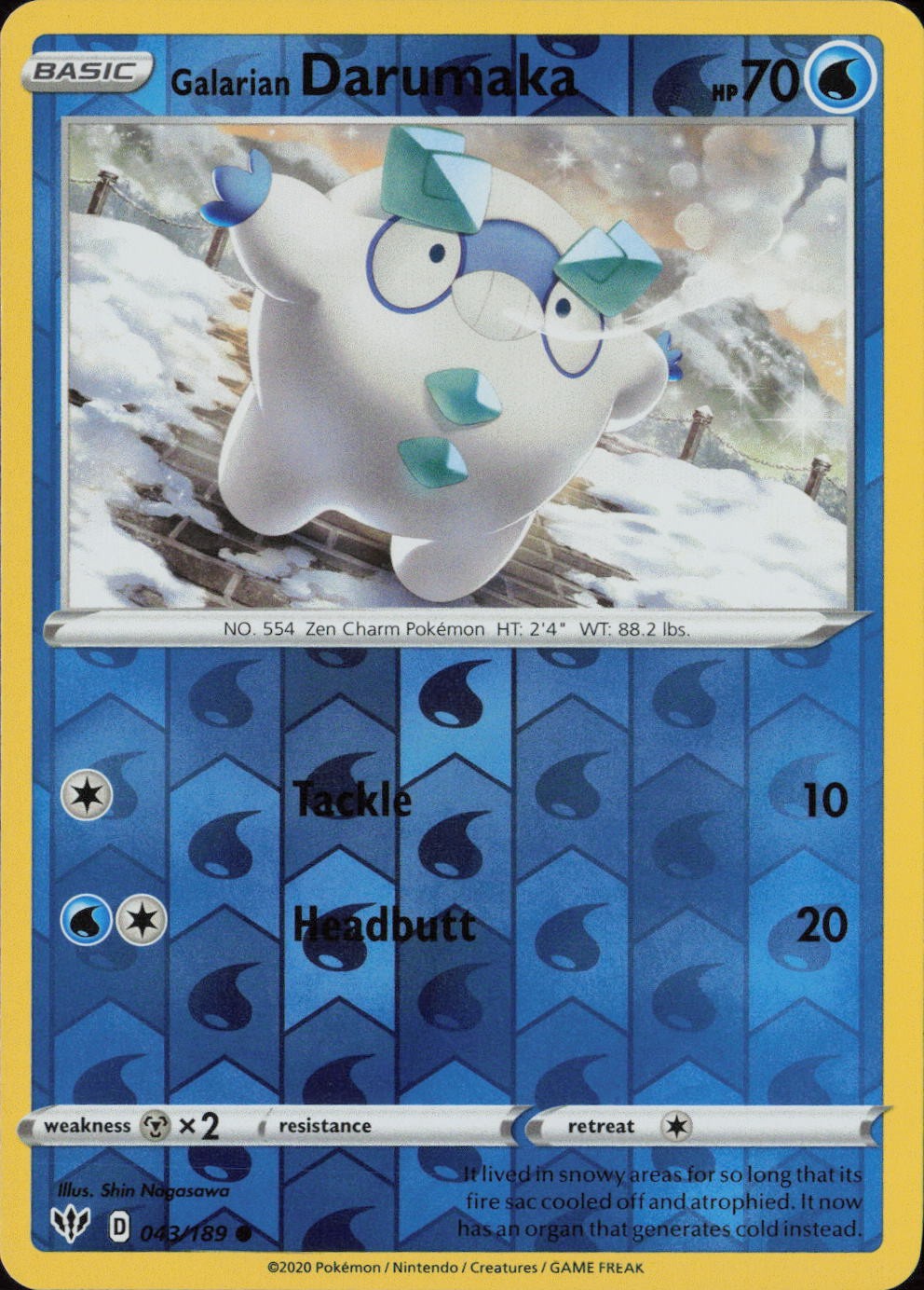 Galarian Darumaka Reverse Holo Common SWSH03: Darkness Ablaze 043/189 NM