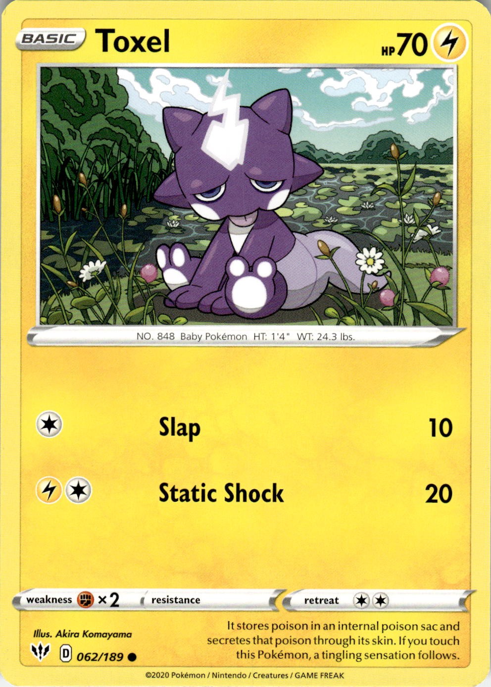 Toxel 062/189 Common Darkness Ablaze Pokemon Near Mint