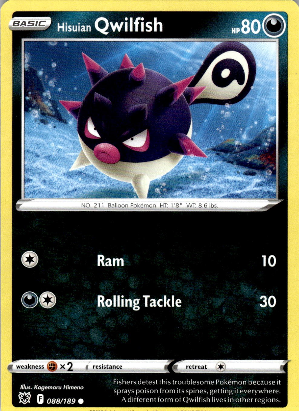 Hisuian Qwilfish 088/189 Common Astral Radiance Pokemon Near Mint