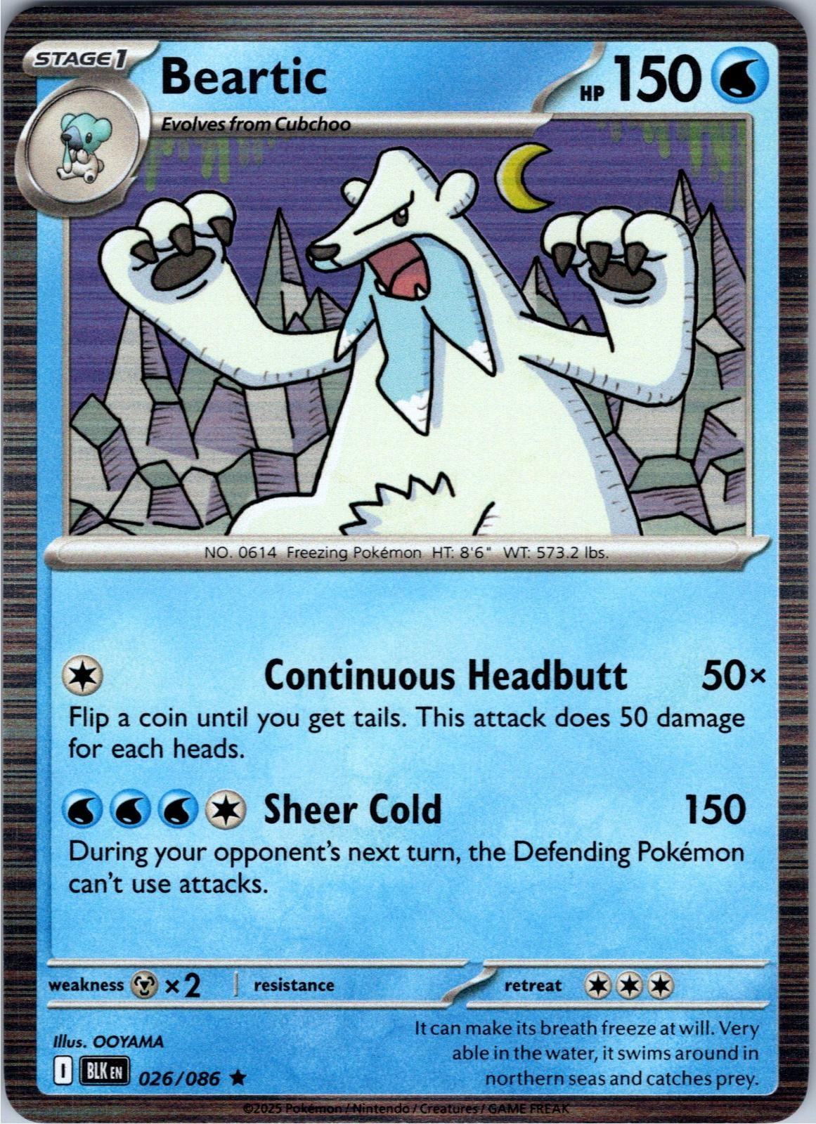 Beartic 026/086 Holo Rare Black Bolt Pokemon Near Mint