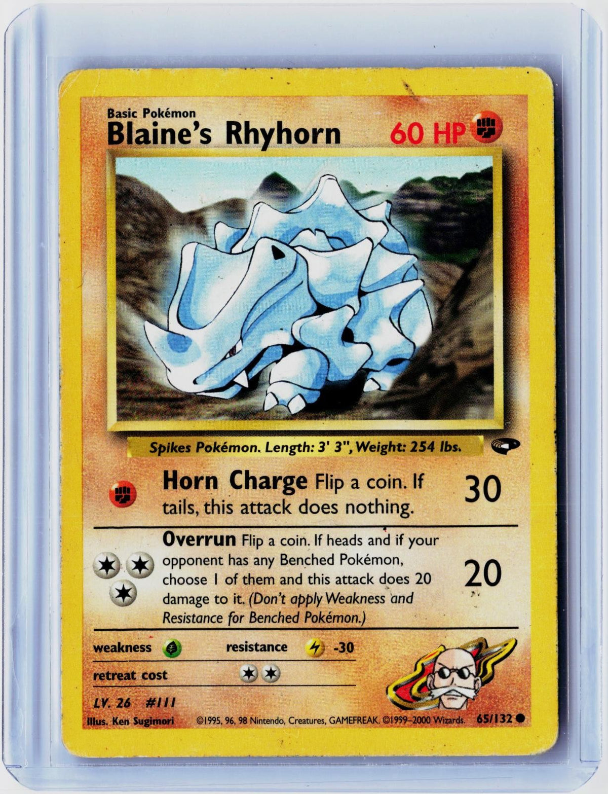 2000 POKEMON BLAINE'S RHYHORN 65/132 COMMON GYM CHALLENGE UNLIMITED LP