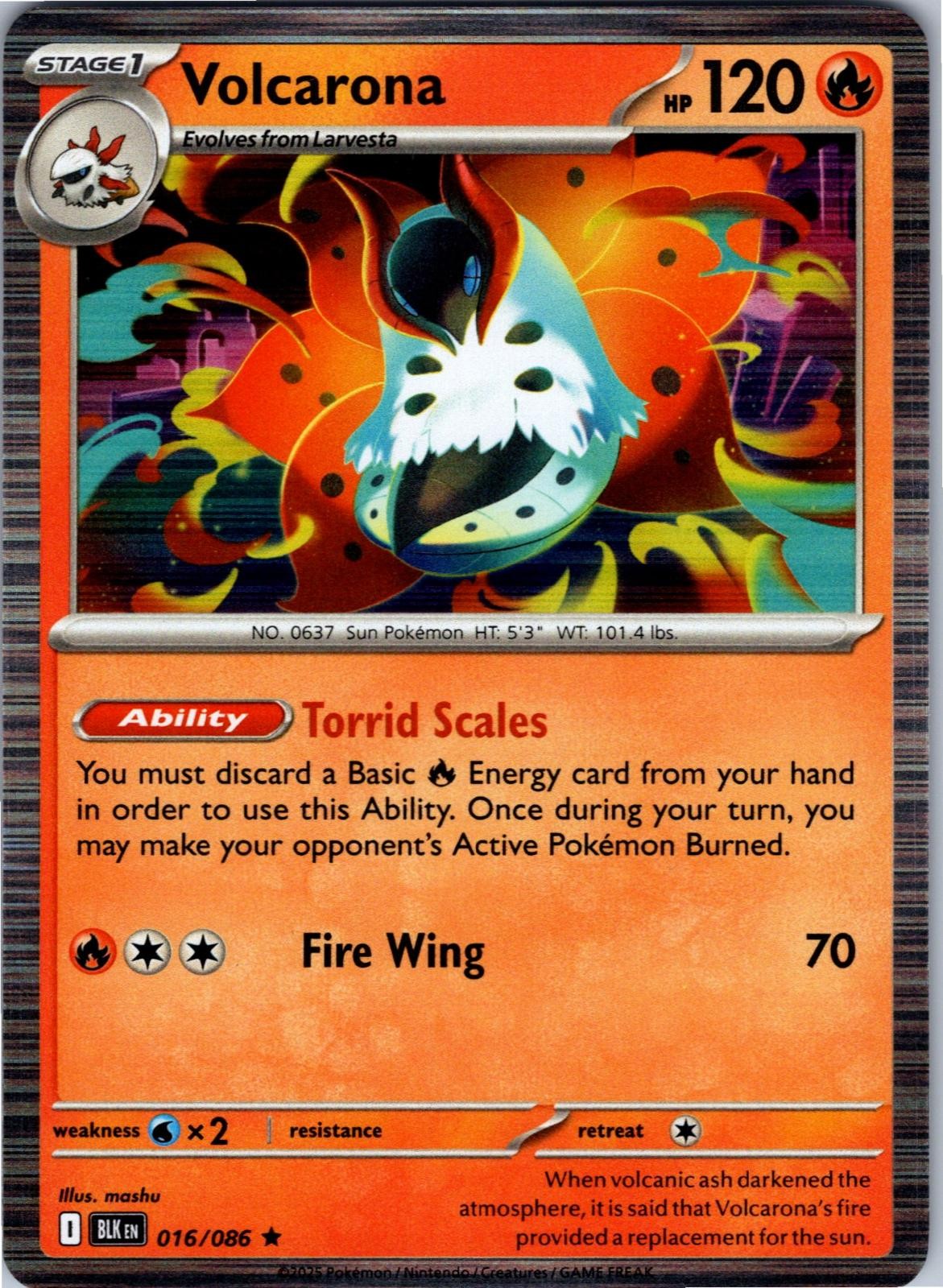 Volcarona 016/086 Holo Rare Black Bolt Pokemon Near Mint