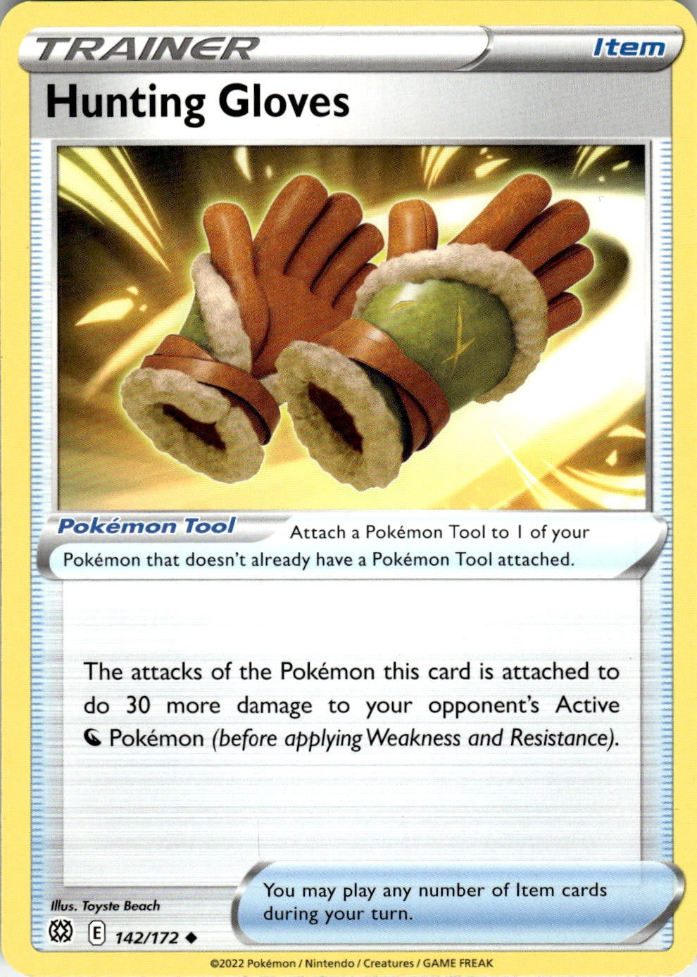 2022 POKEMON HUNTING GLOVES 142/172 UNCOMMON BRILLIANT STARS NEAR MINT
