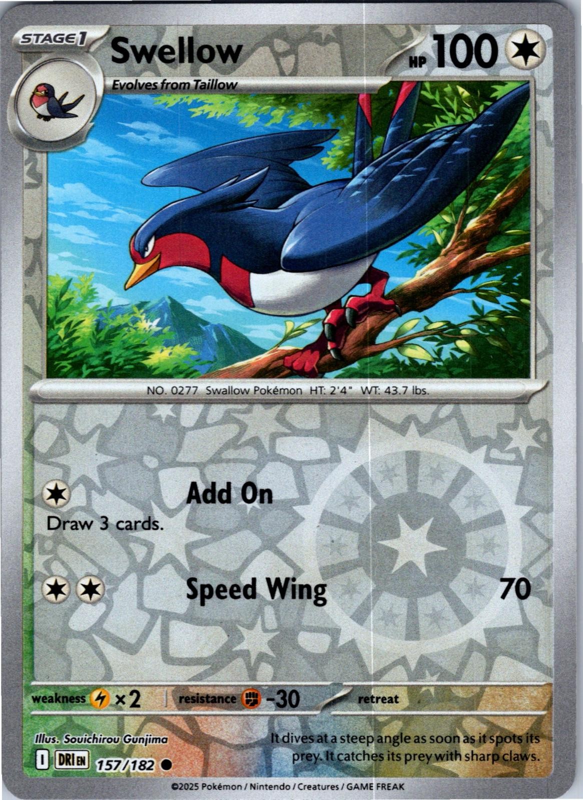 Swellow 157/182 Common Destined Rivals Pokemon Lightly Played