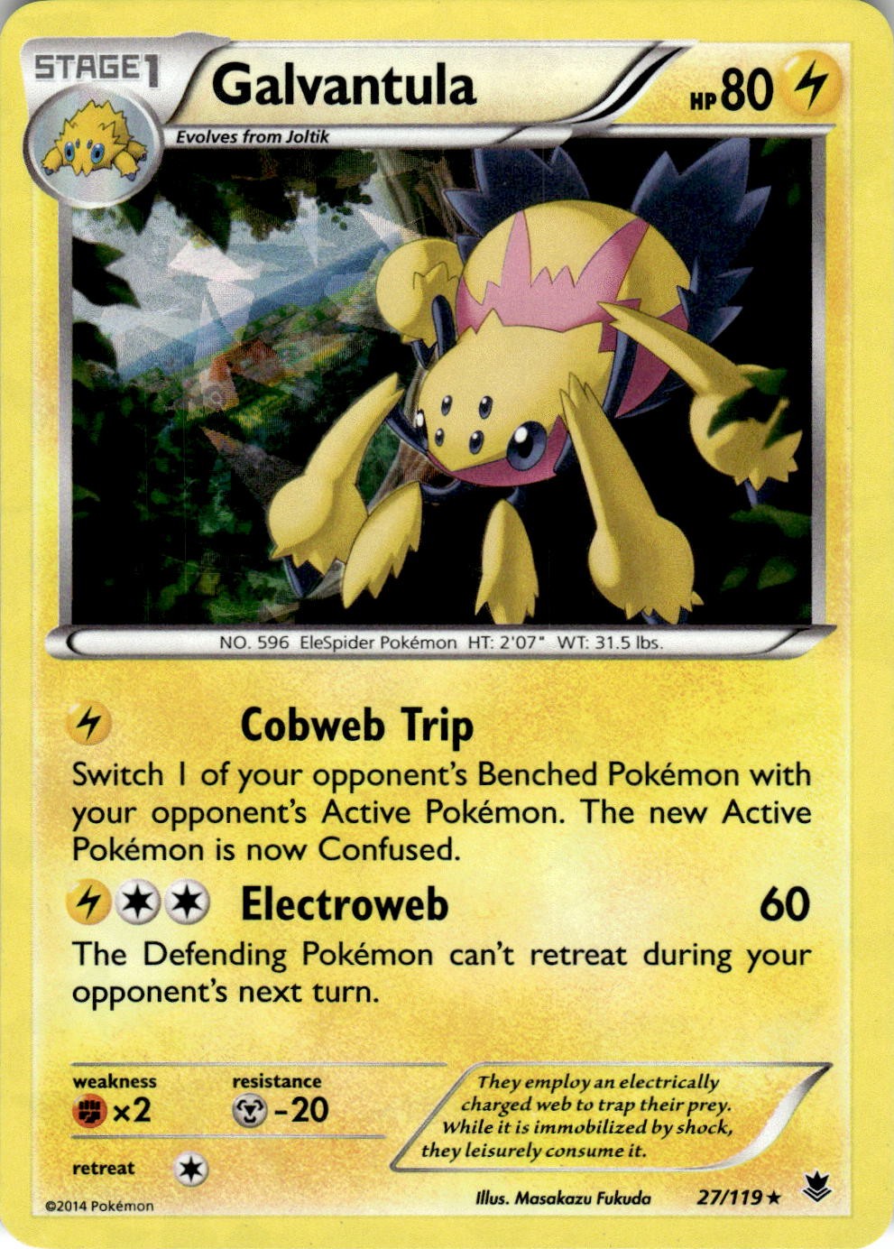 Galvantula 27/119 Rare Phantom Forces Pokemon Moderately Played