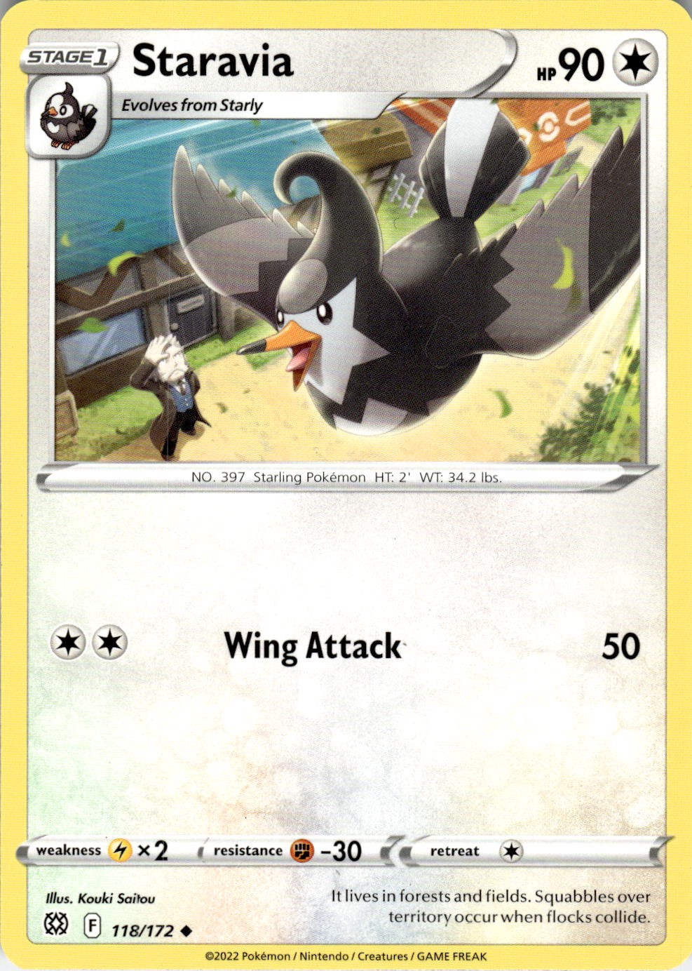 2022 POKEMON STARAVIA 118/172 UNCOMMON BRILLIANT STARS NEAR MINT