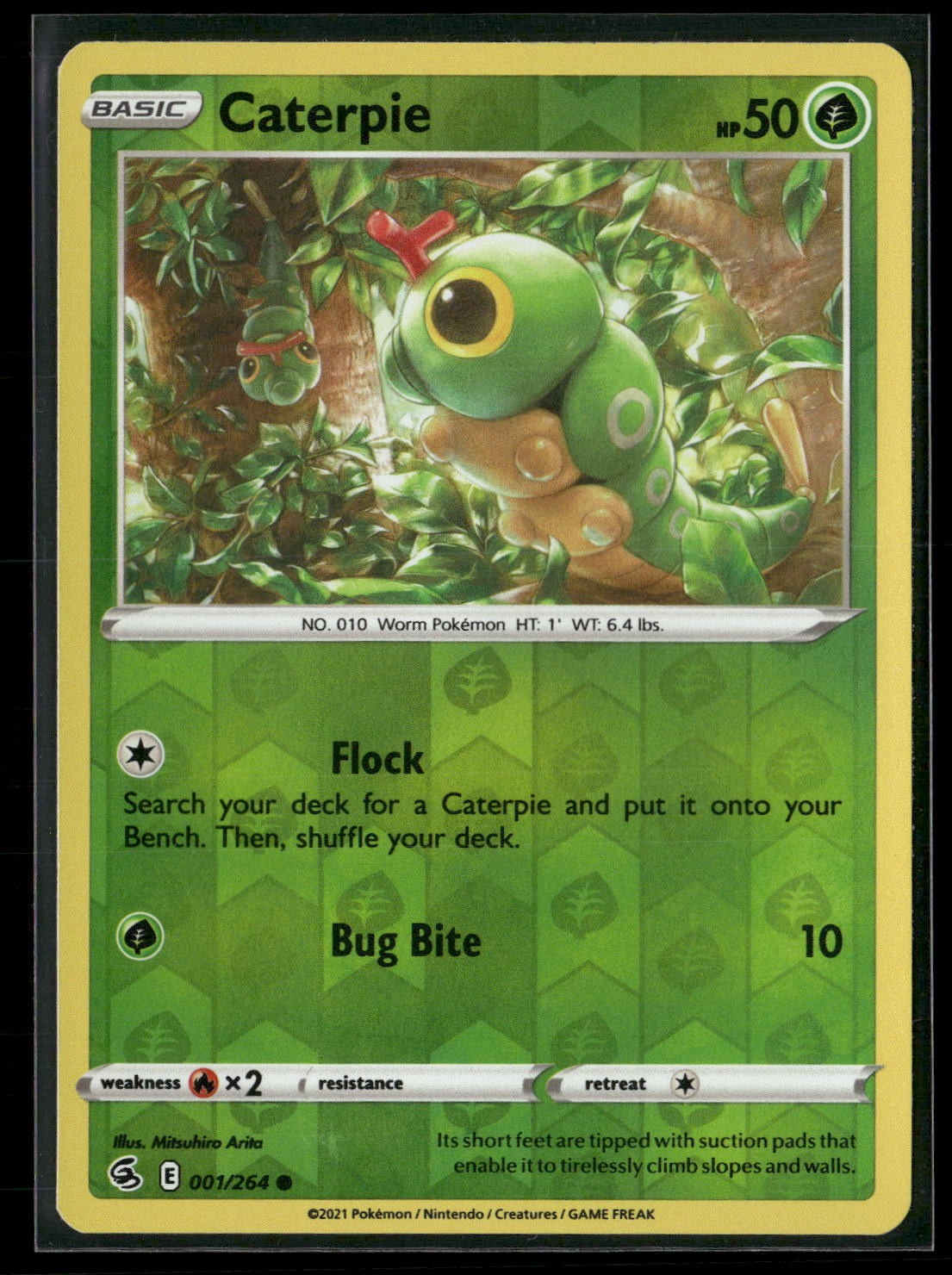 Caterpie Reverse Holo Common SWSH08: Fusion Strike 001/264 NM