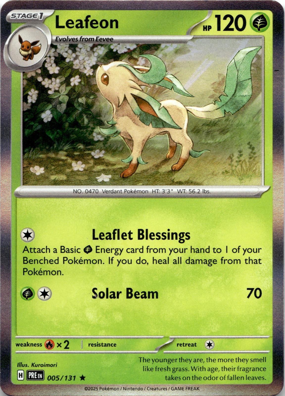 Leafeon 005/131 Holo Rare Prismatic Evolutions Pokemon Near Mint