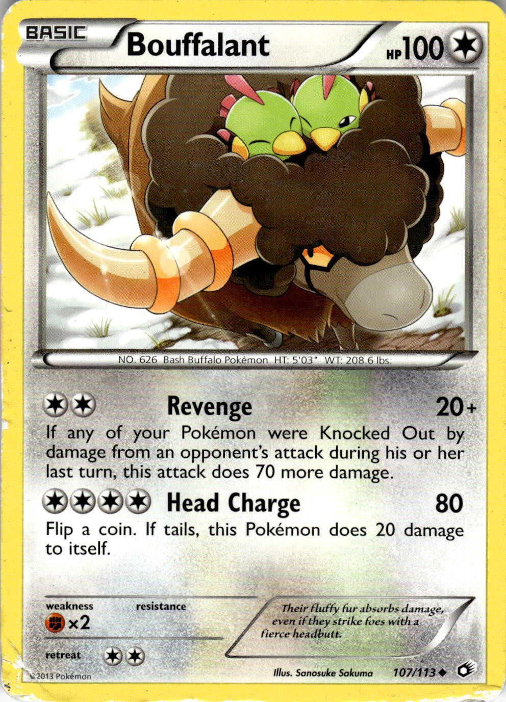 Bouffalant 107/113 Uncommon Legendary Treasures Pokemon Near Mint