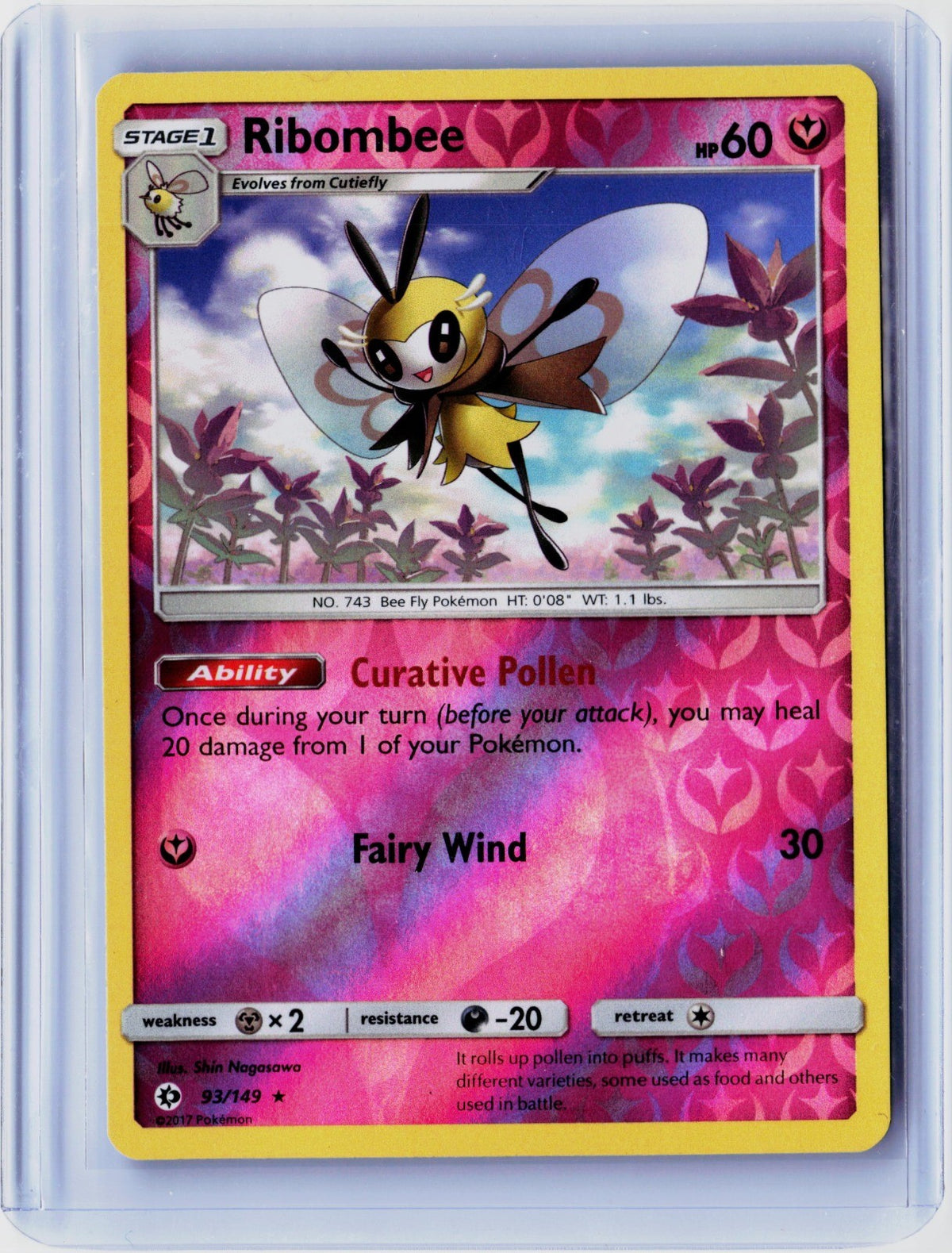 Ribombee Reverse Holo Holo Rare SM Base Set 93/149 NM