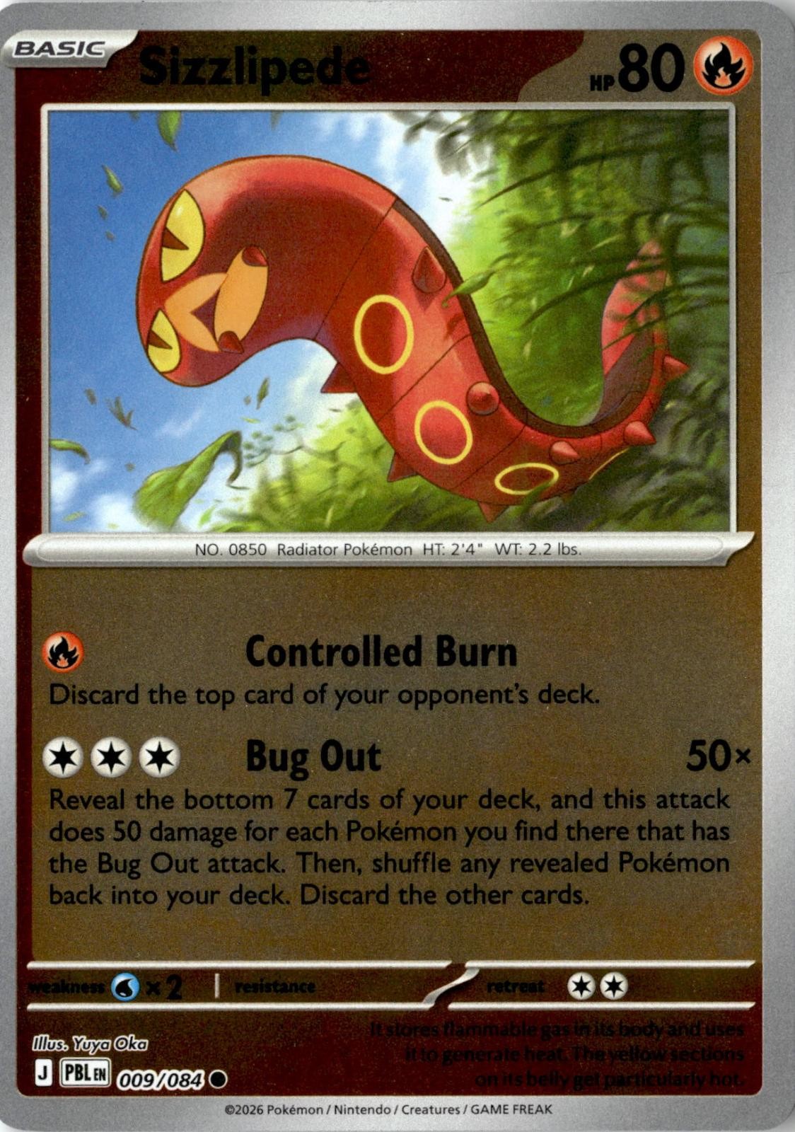 2026 POKEMON SIZZLIPEDE 009/084 COMMON PITCH BLACK REVERSE HOLO NEAR MINT