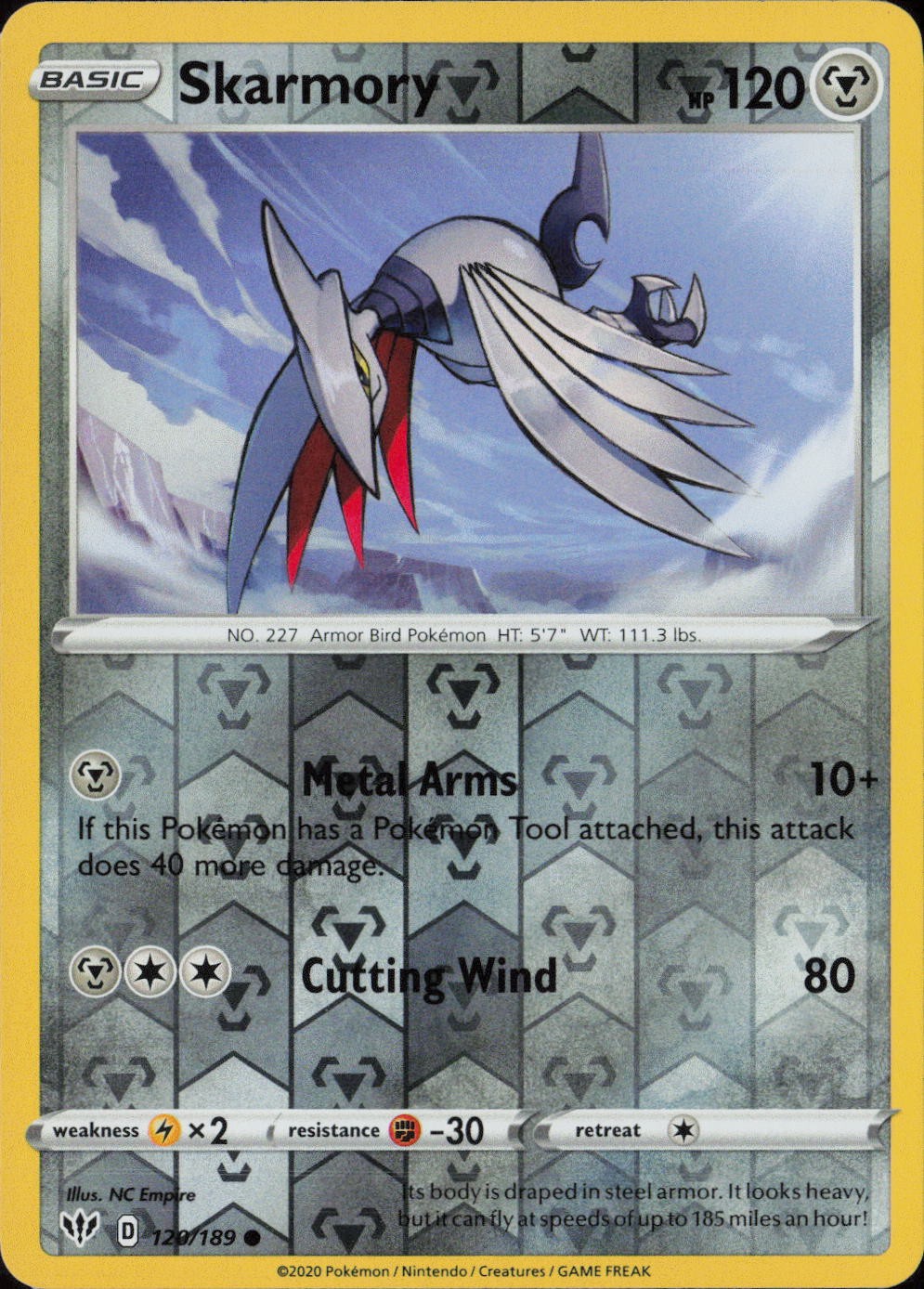 Skarmory Reverse Holo Common SWSH03: Darkness Ablaze 120/189 NM