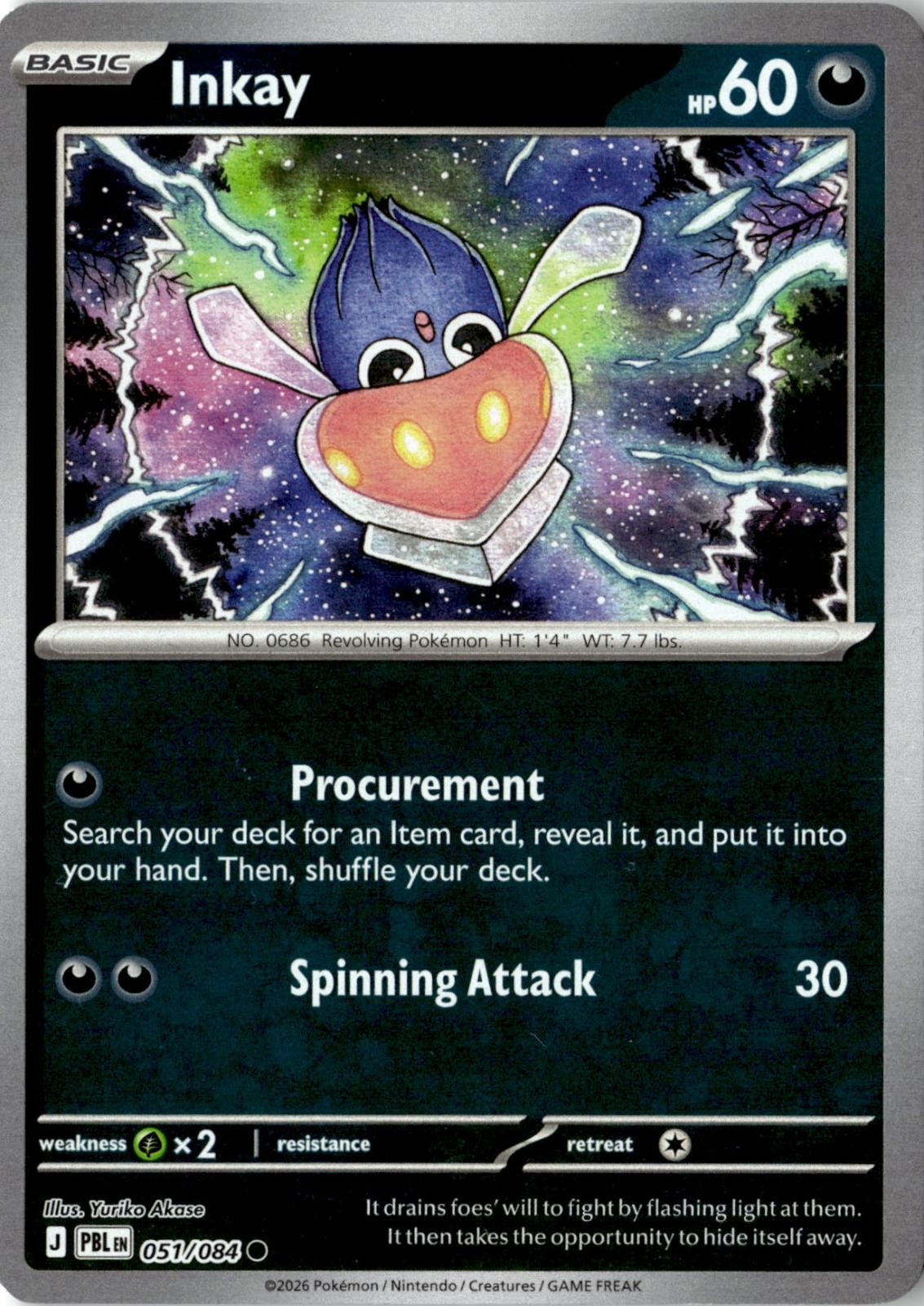 2026 POKEMON INKAY 051/084 COMMON PITCH BLACK REVERSE HOLO NEAR MINT