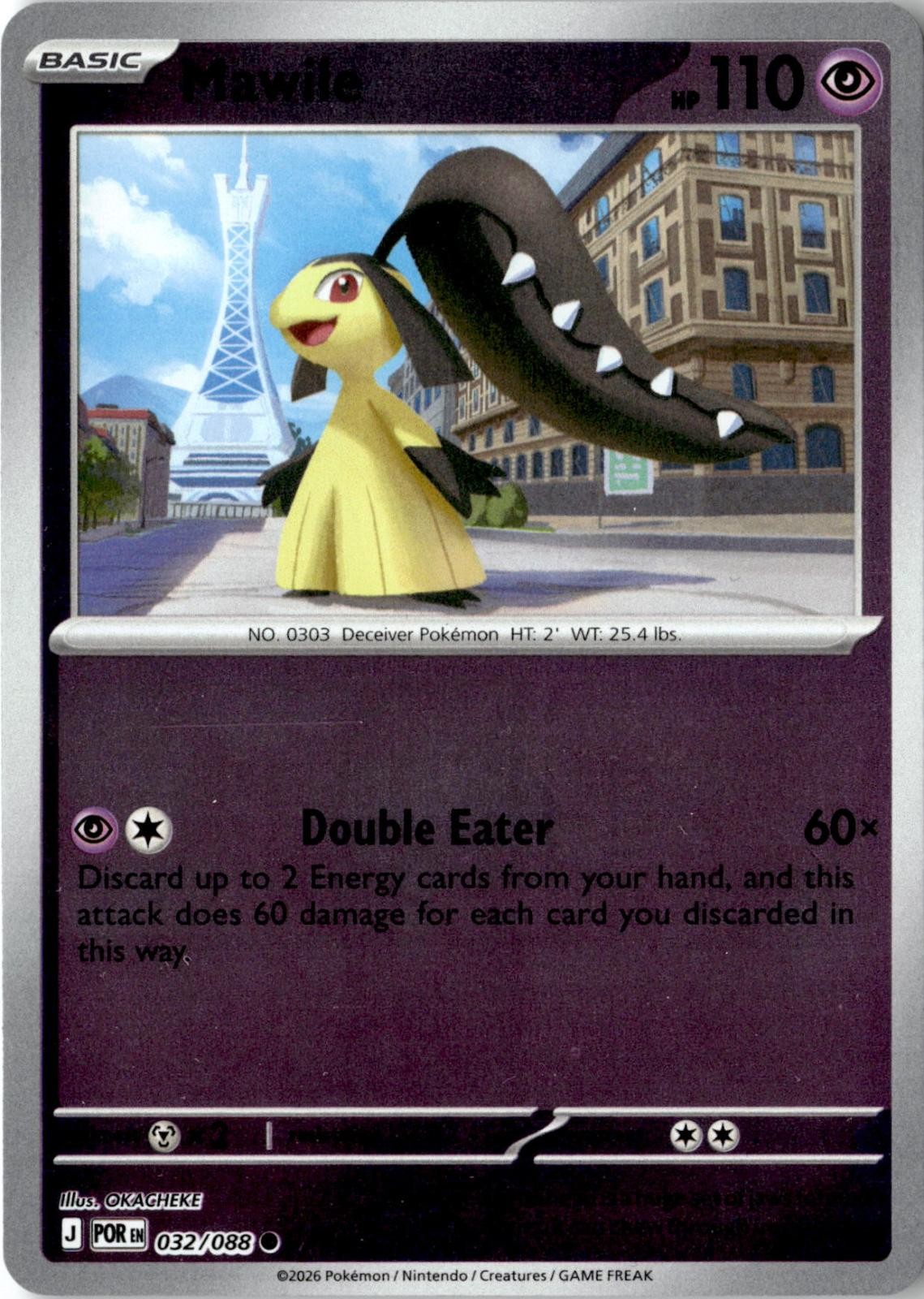 2026 POKEMON MAWILE 032/088 COMMON PERFECT ORDER REVERSE HOLO NEAR MINT