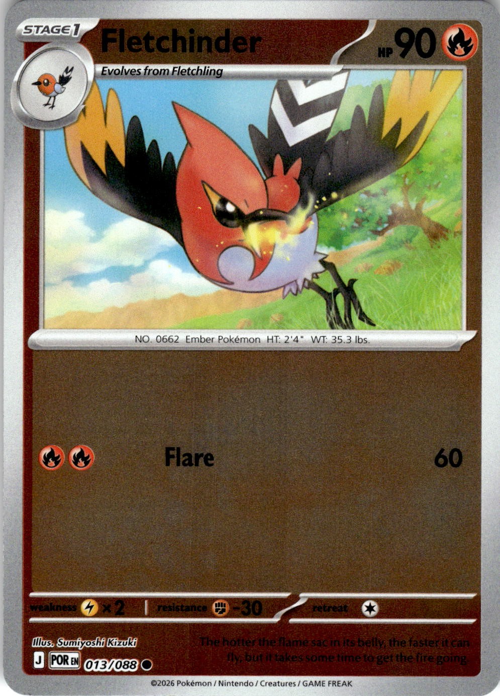 Fletchinder 013/088 Common Perfect Order Pokemon Near Mint