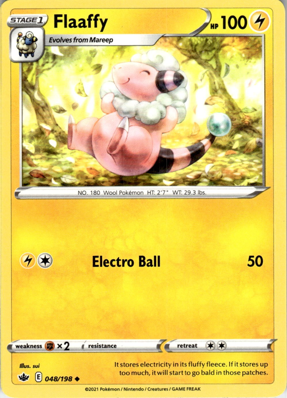 2021 POKEMON FLAAFFY 048/198 UNCOMMON CHILLING REIGN NEAR MINT