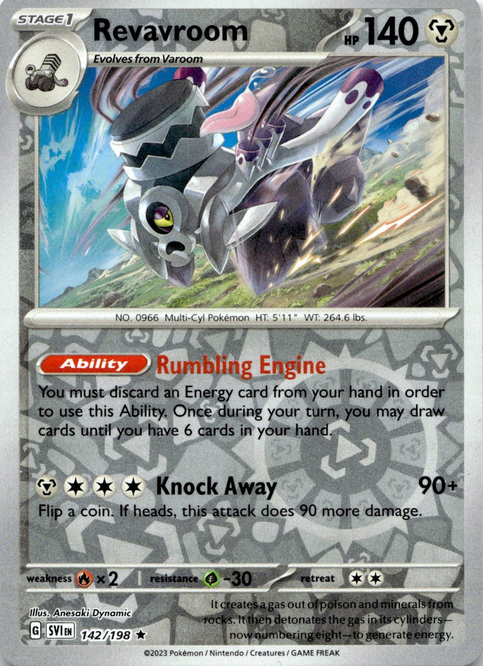 Revavroom 142/198 Rare Scarlet & Violet Pokemon Reverse Holo Near Mint