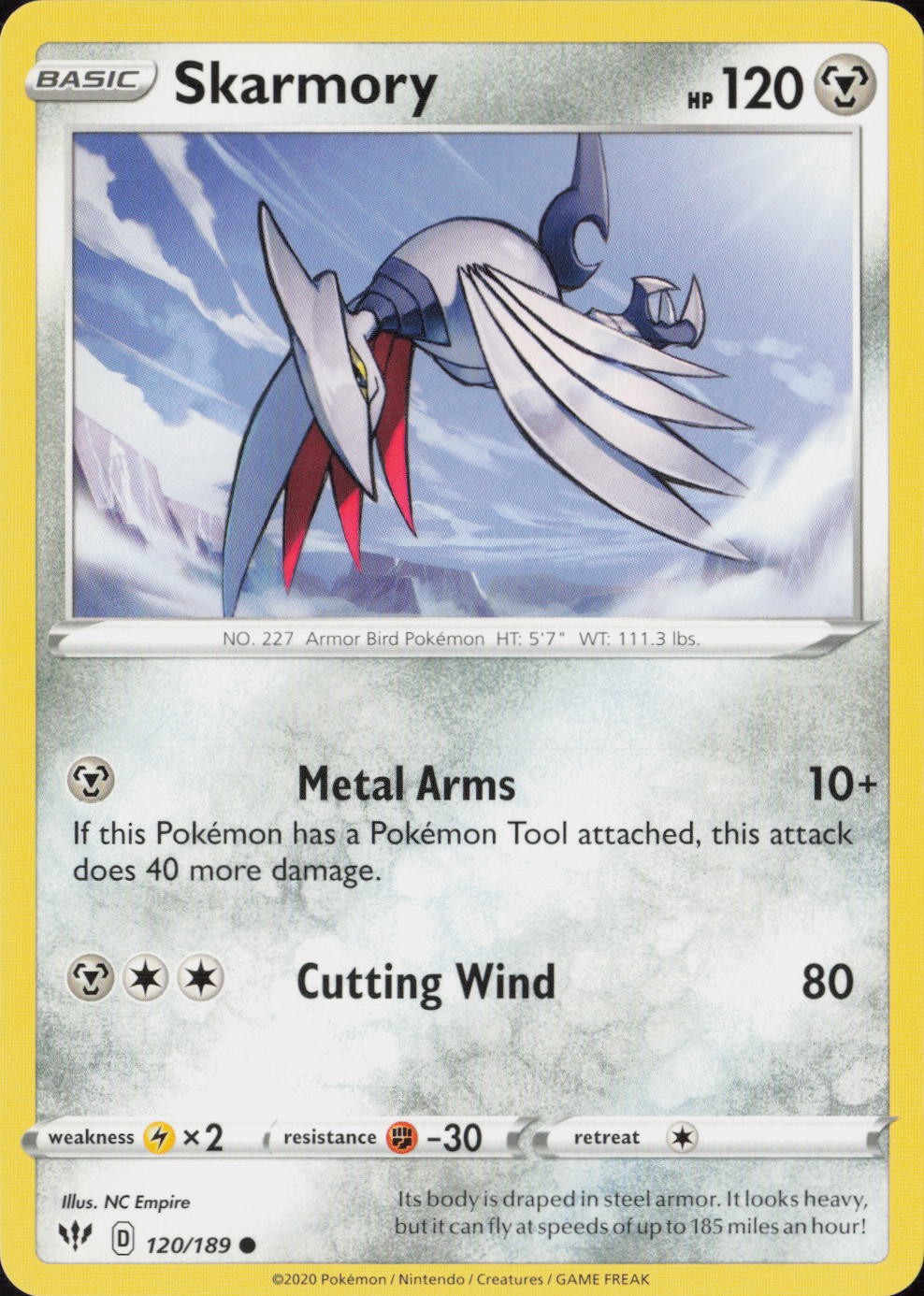 Skarmory Common SWSH03: Darkness Ablaze 120/189 NM