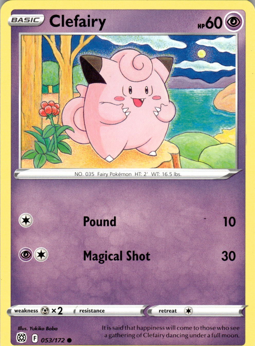2022 POKEMON CLEFAIRY 053/172 COMMON BRILLIANT STARS NEAR MINT