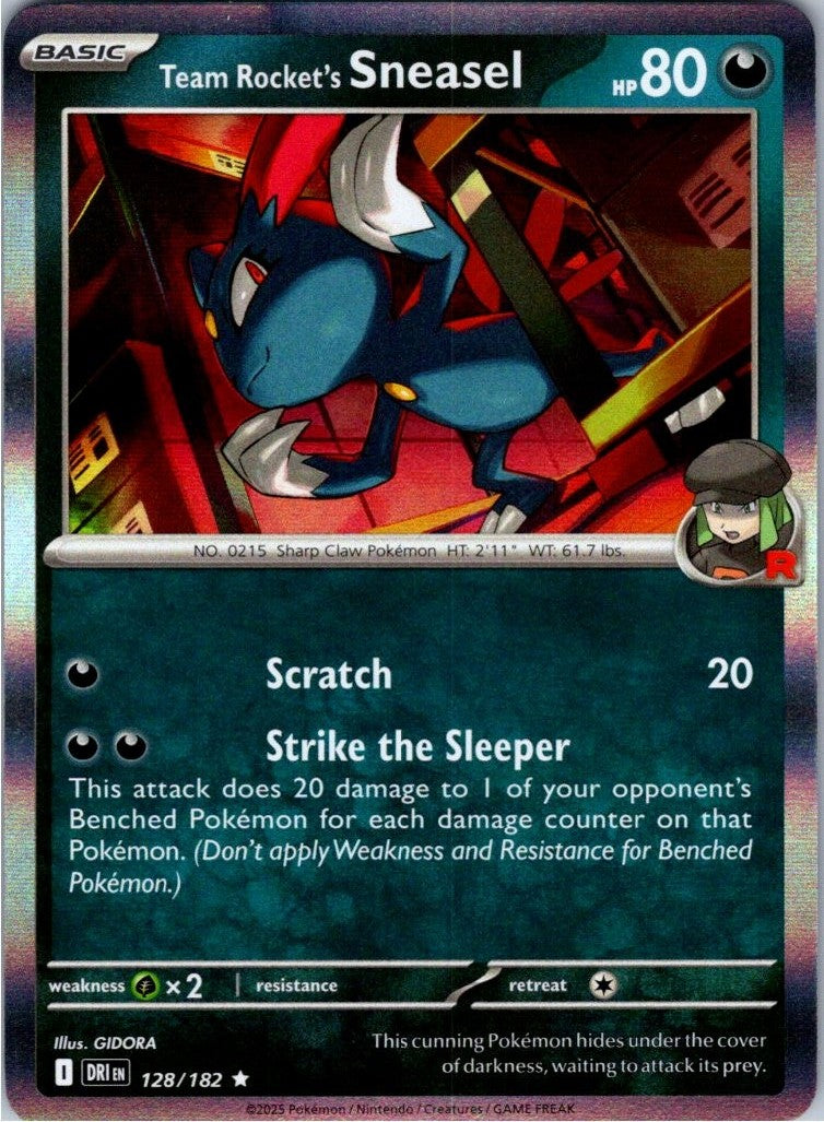 Team Rocket's Sneasel 128/182 Rare Destined Rivals Pokemon Holo Near Mint