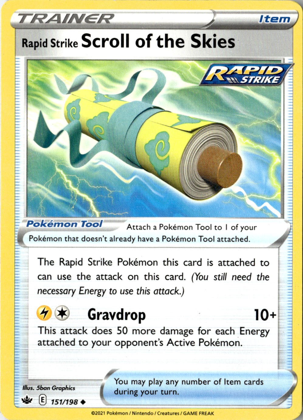 2021 POKEMON RAPID STRIKE SCROLL OF THE SKIES 151/198 UNCOMMON CHILLING REIGN NM