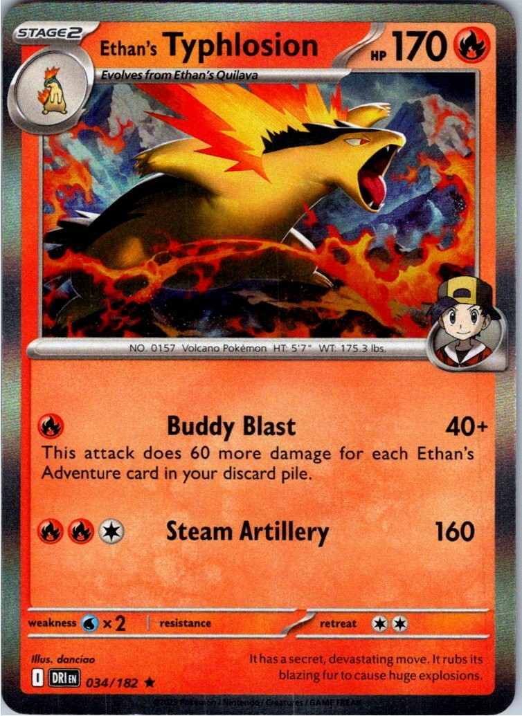 Ethan's Typhlosion 034/182 Rare Destined Rivals Pokemon Holo Near Mint