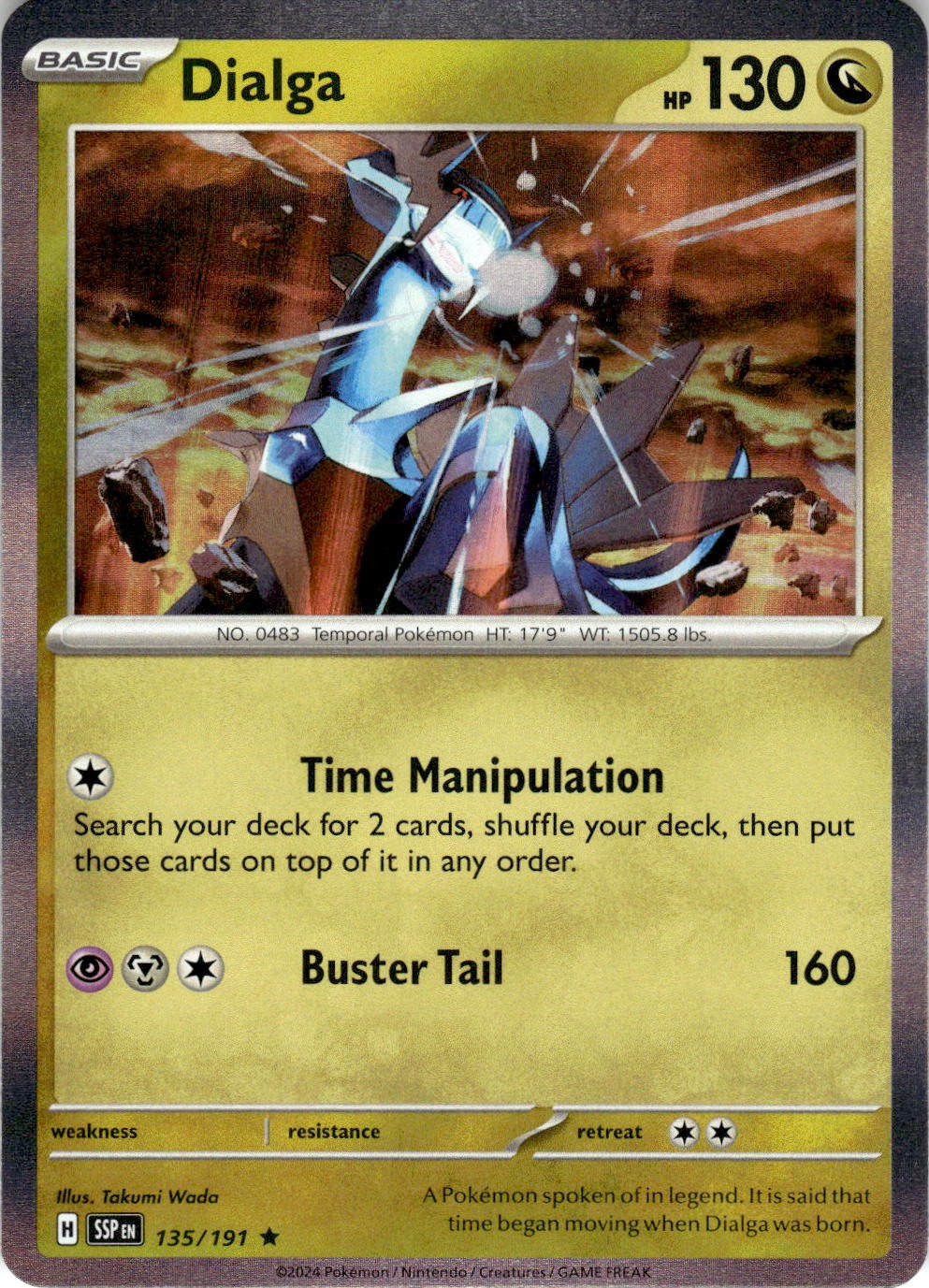 Dialga 135/191 Rare Surging Sparks Pokemon Holo Near Mint