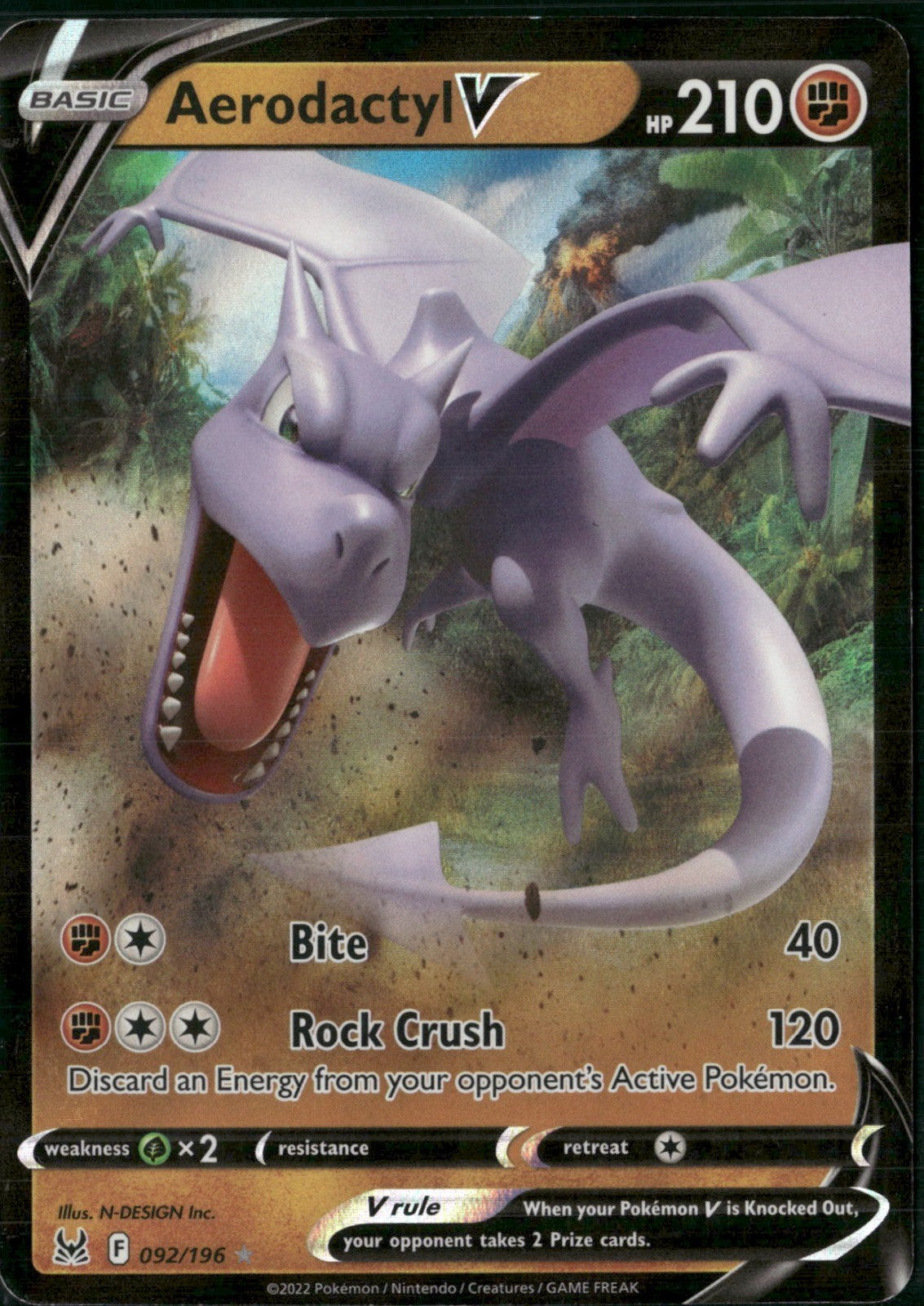 Aerodactyl V Holo Ultra Rare SWSH11: Lost Origin 092/196 NM