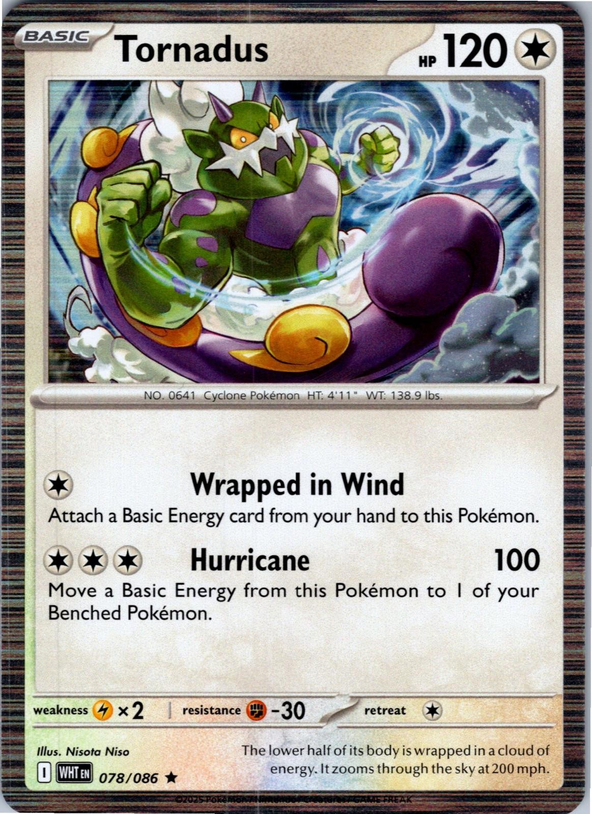 Tornadus 078/086 Holo Rare White Flare Pokemon Near Mint