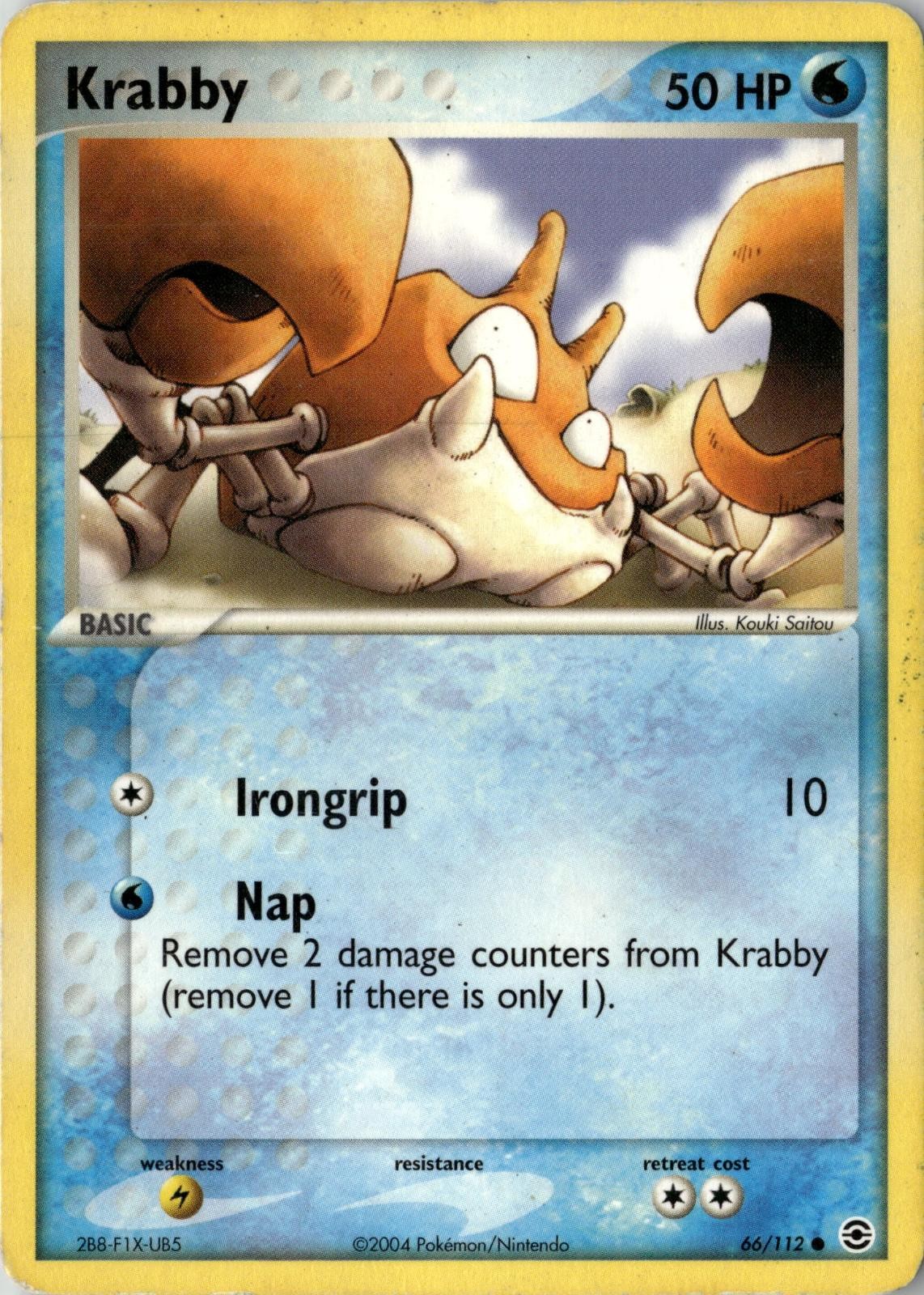 2004 POKEMON KRABBY 66/112 COMMON FIRERED & LEAFGREEN NEAR MINT