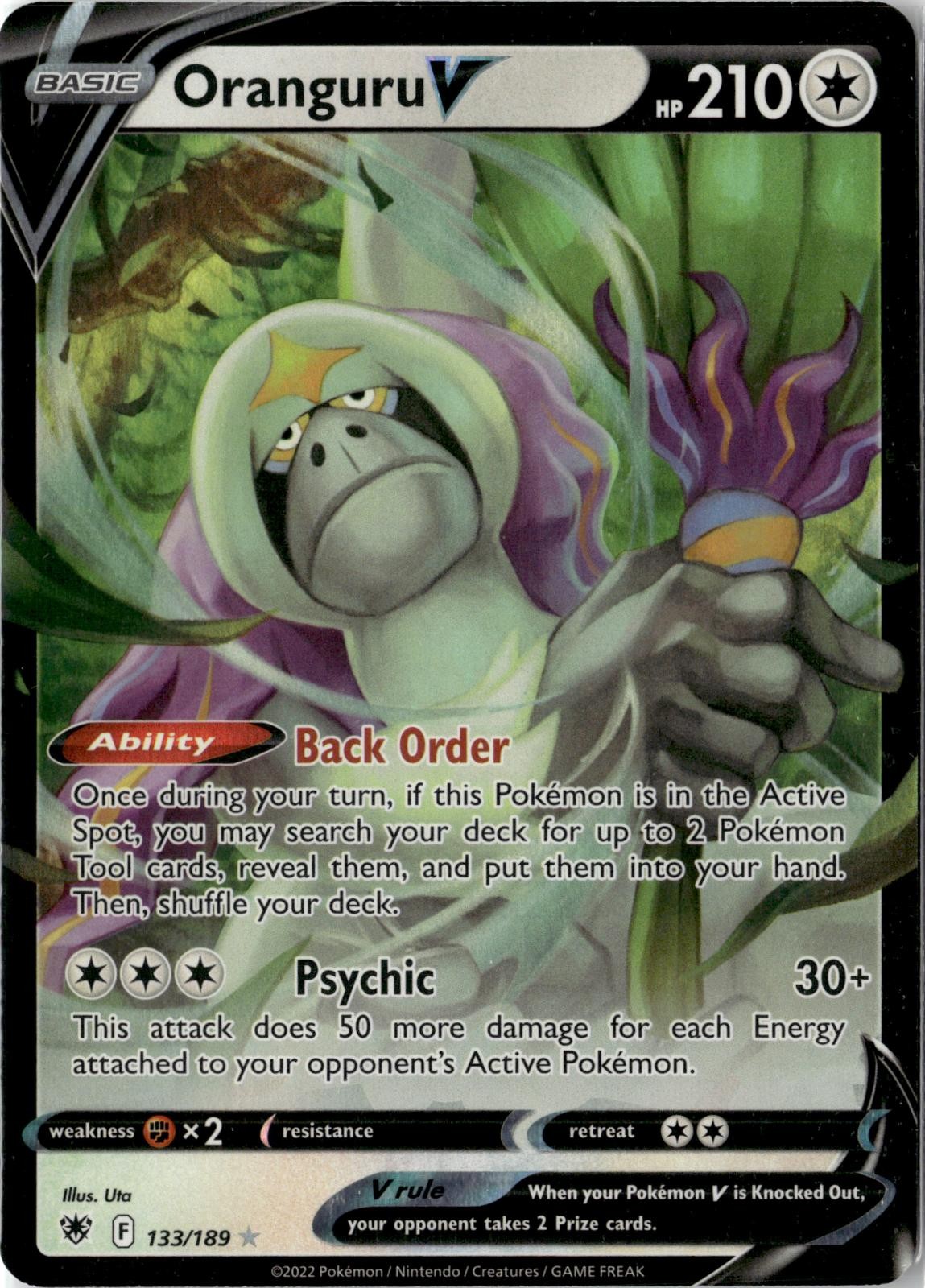 2022 POKEMON ORANGURU V 133/189 HOLO V RARE ASTRAL RADIANCE NEAR MINT