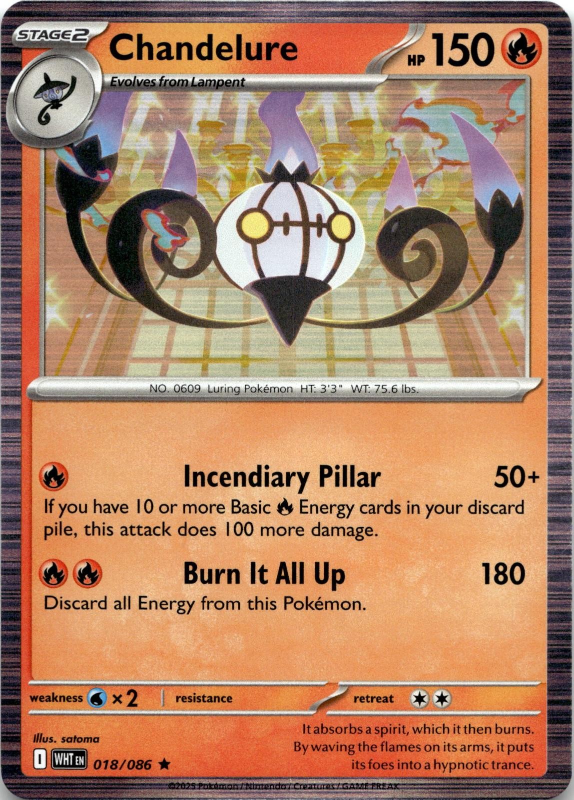 Chandelure 018/086 Holo Rare White Flare Pokemon Near Mint