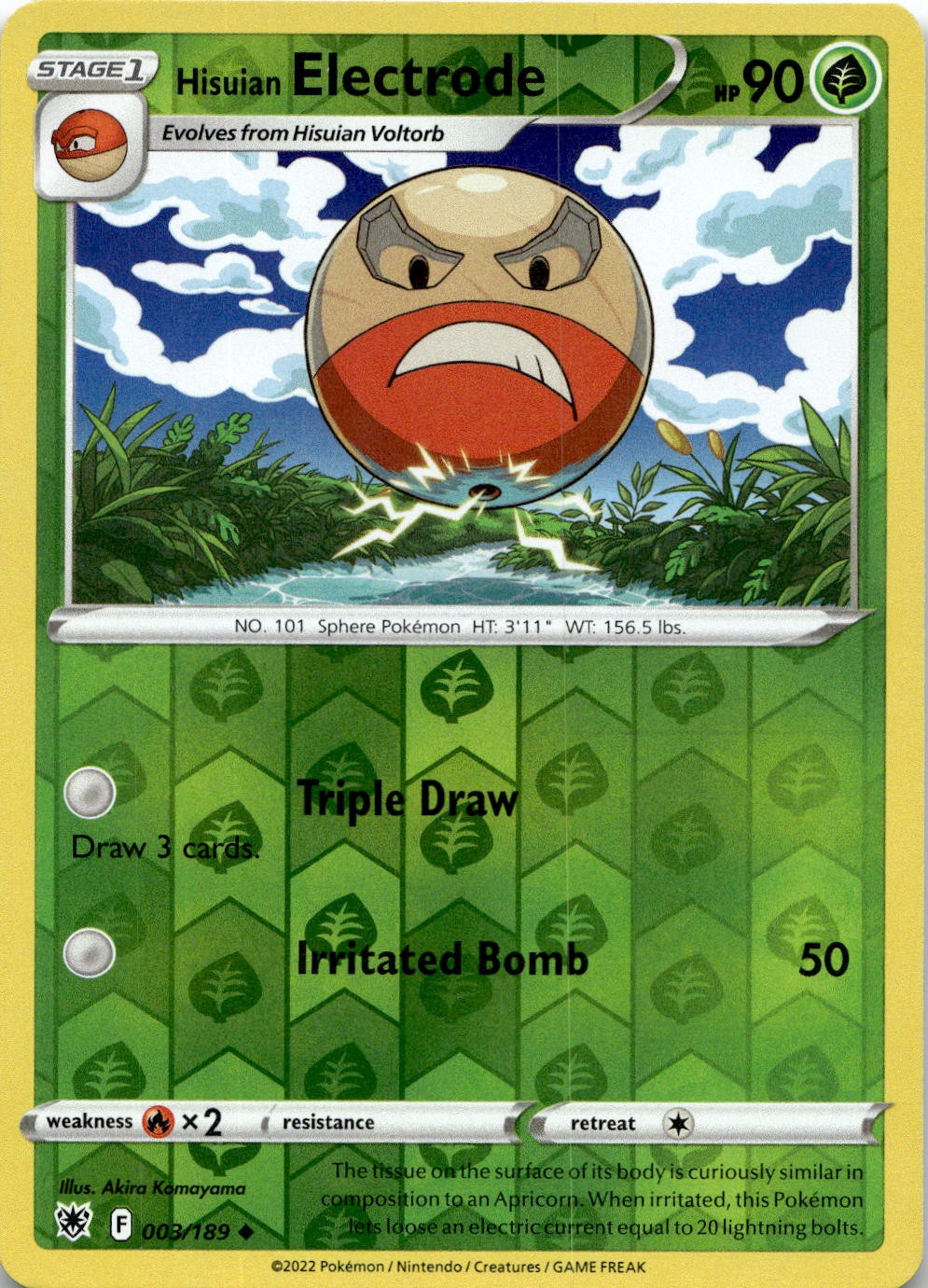 Hisuian Electrode 003/189 Uncommon Astral Radiance Pokemon Reverse Holo NM