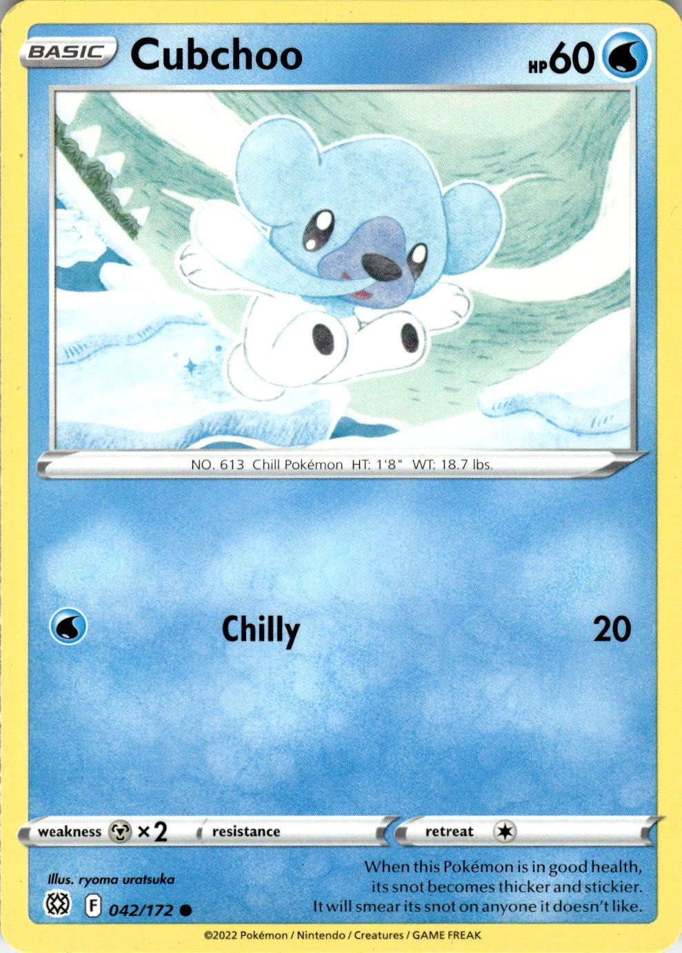 2022 POKEMON CUBCHOO 042/172 COMMON BRILLIANT STARS NEAR MINT