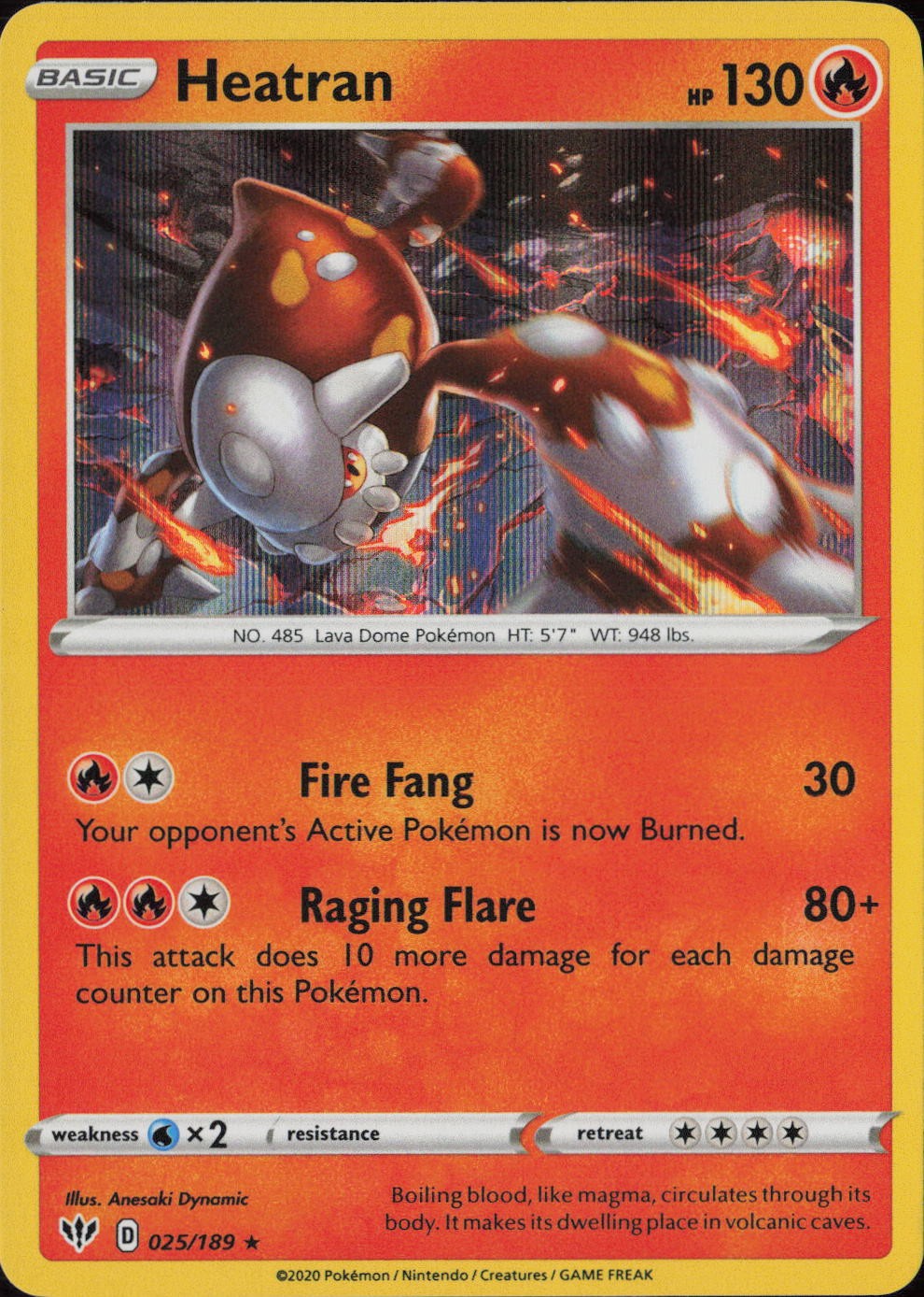 Heatran Holo Rare SWSH03: Darkness Ablaze 025/189 NM