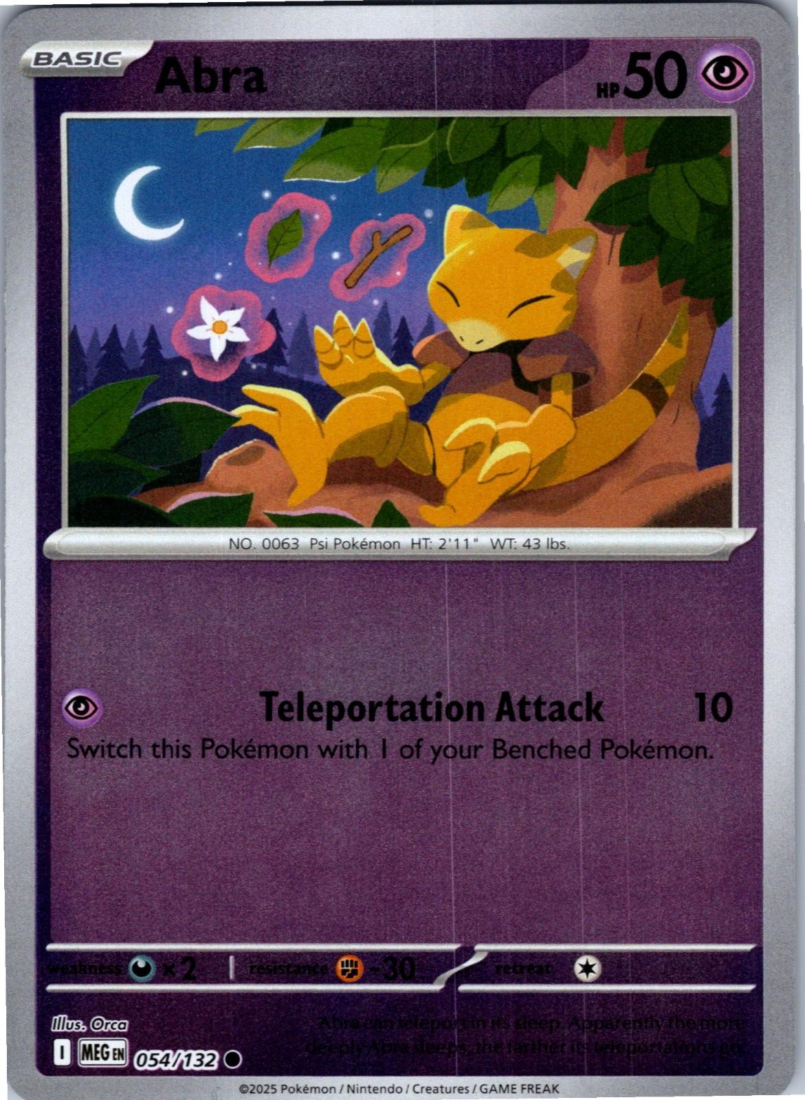 Abra 054/132 Common Mega Evolution Pokemon Lightly Played