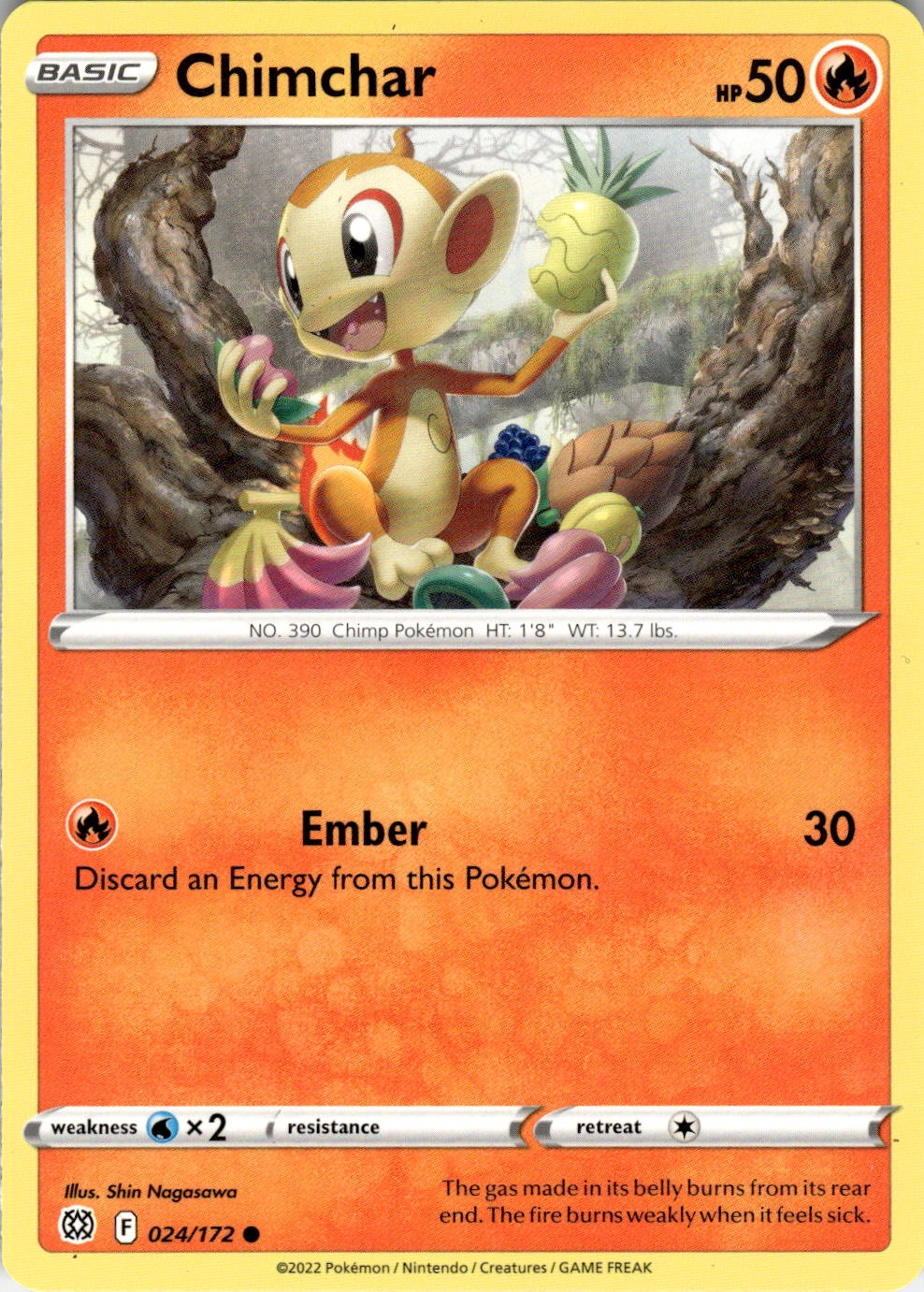 Chimchar 024/172 Common Brilliant Stars Pokemon Near Mint