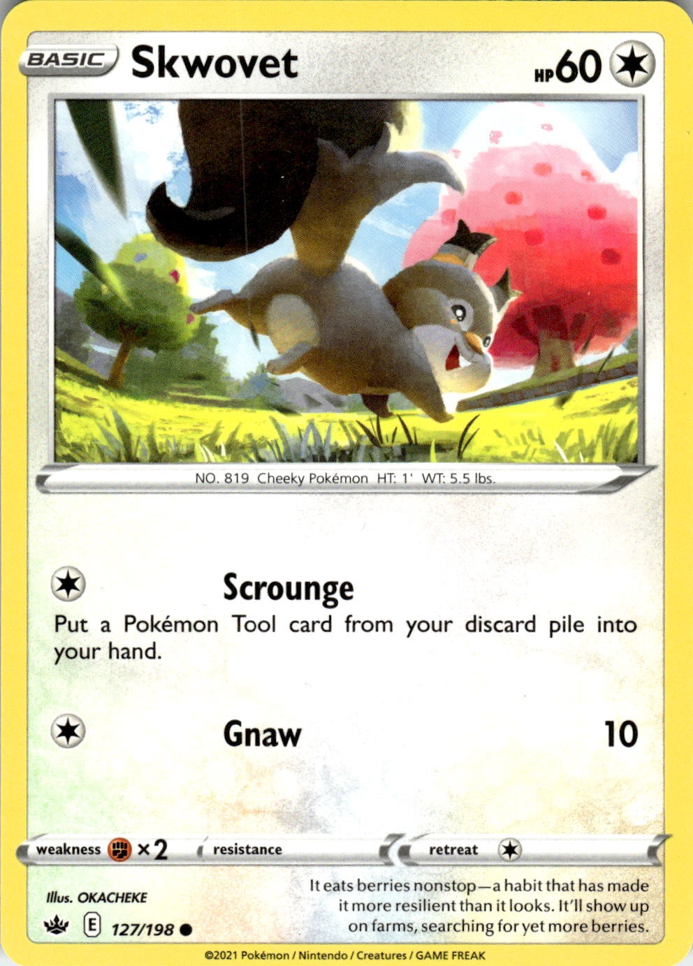 Skwovet 127/198 Common Chilling Reign Pokemon Near Mint
